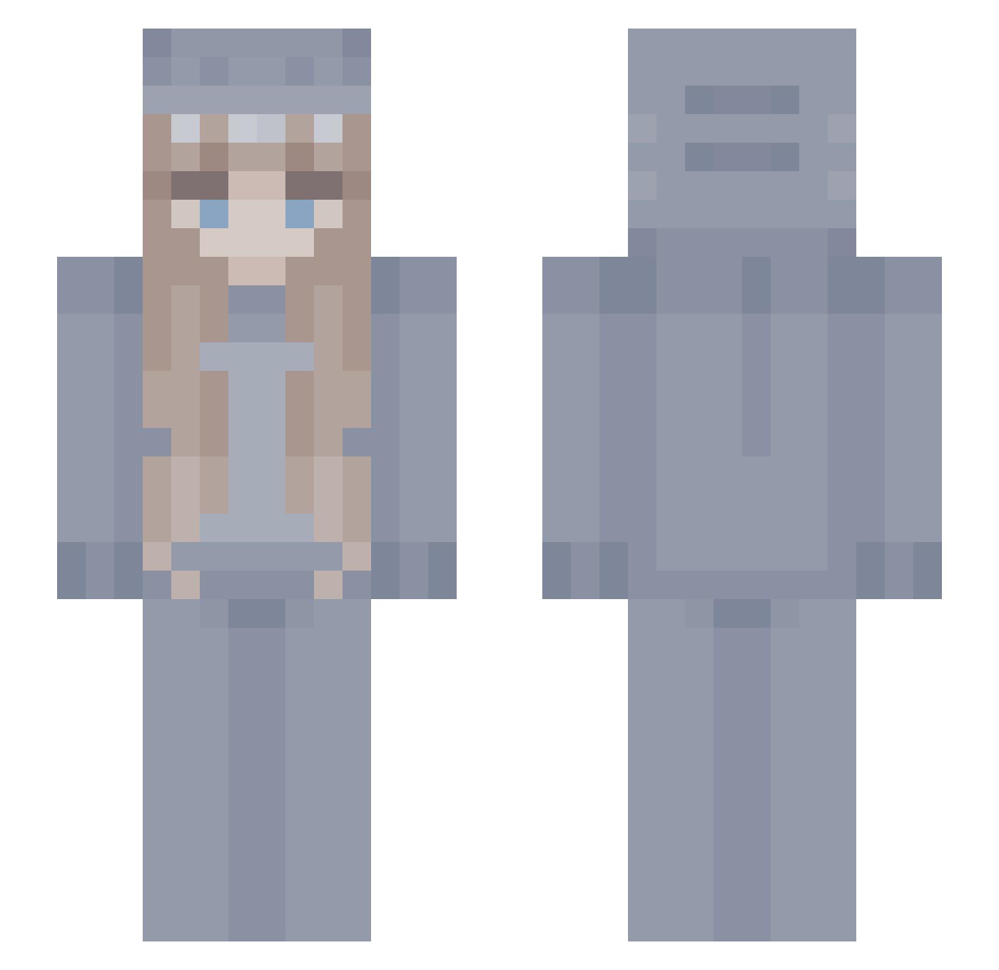 sexishark Minecraft skin, front and back view