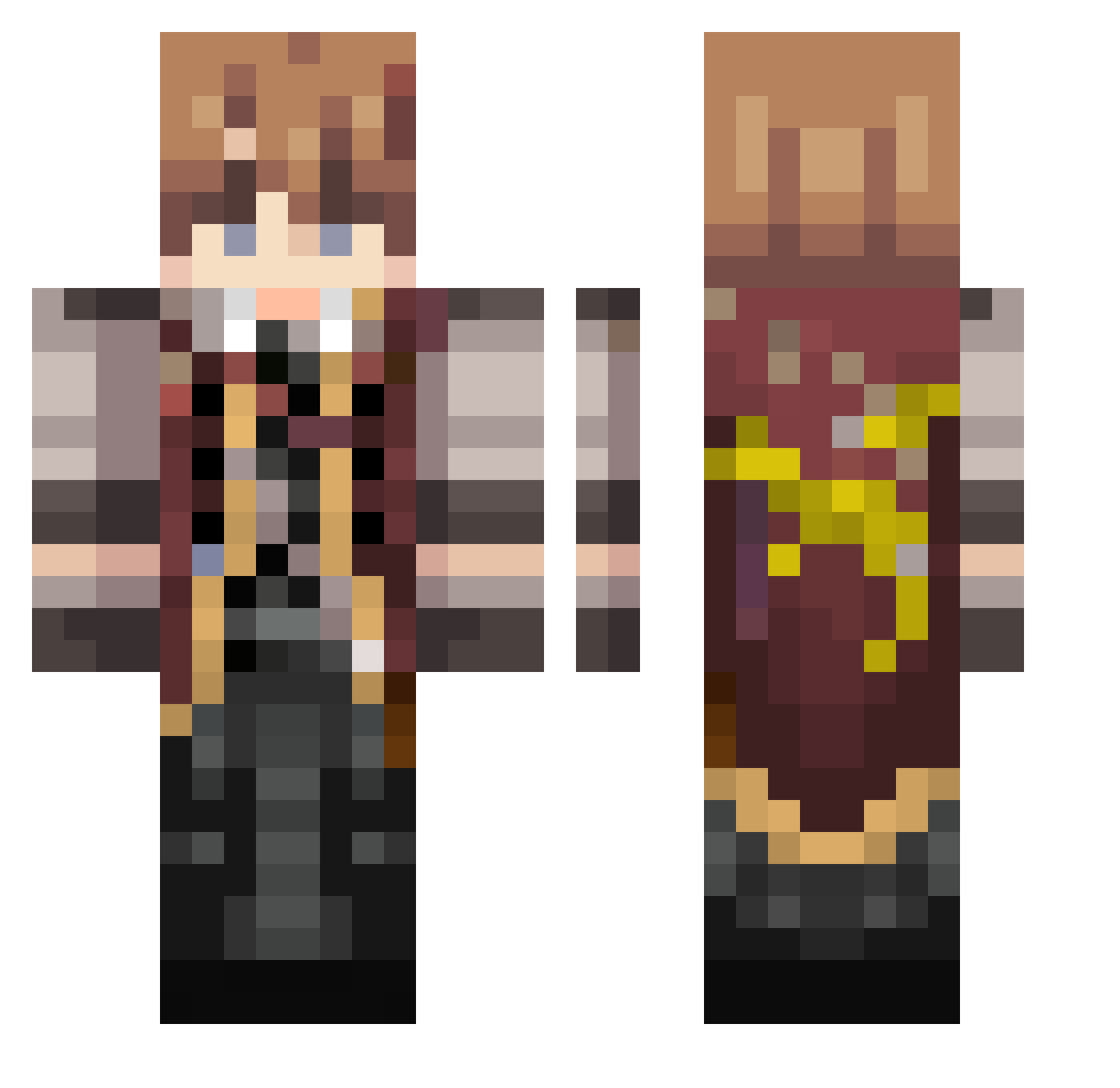 Kolapsix Minecraft skin, front and back view