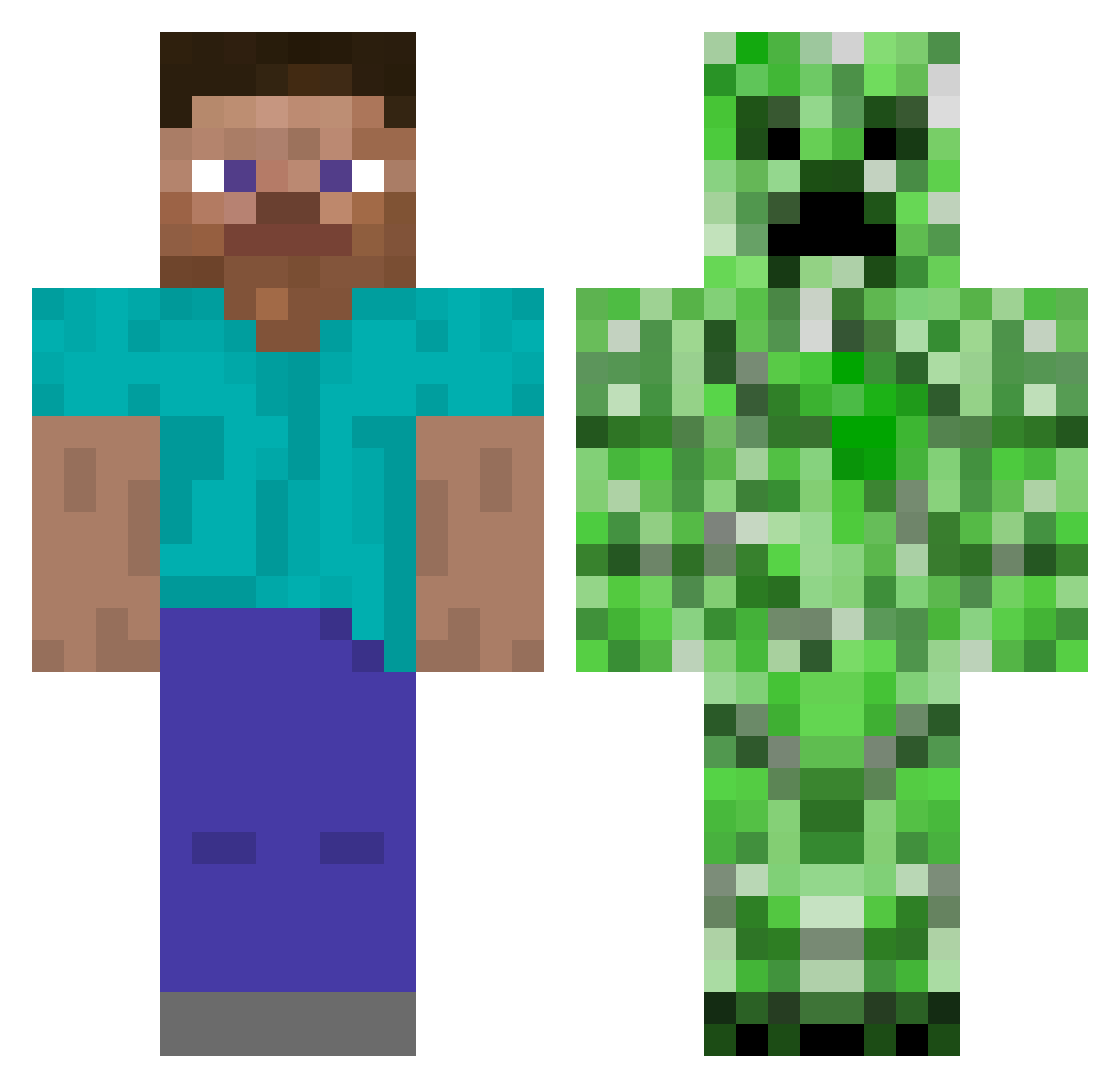 unconstant Minecraft skin, front and back view