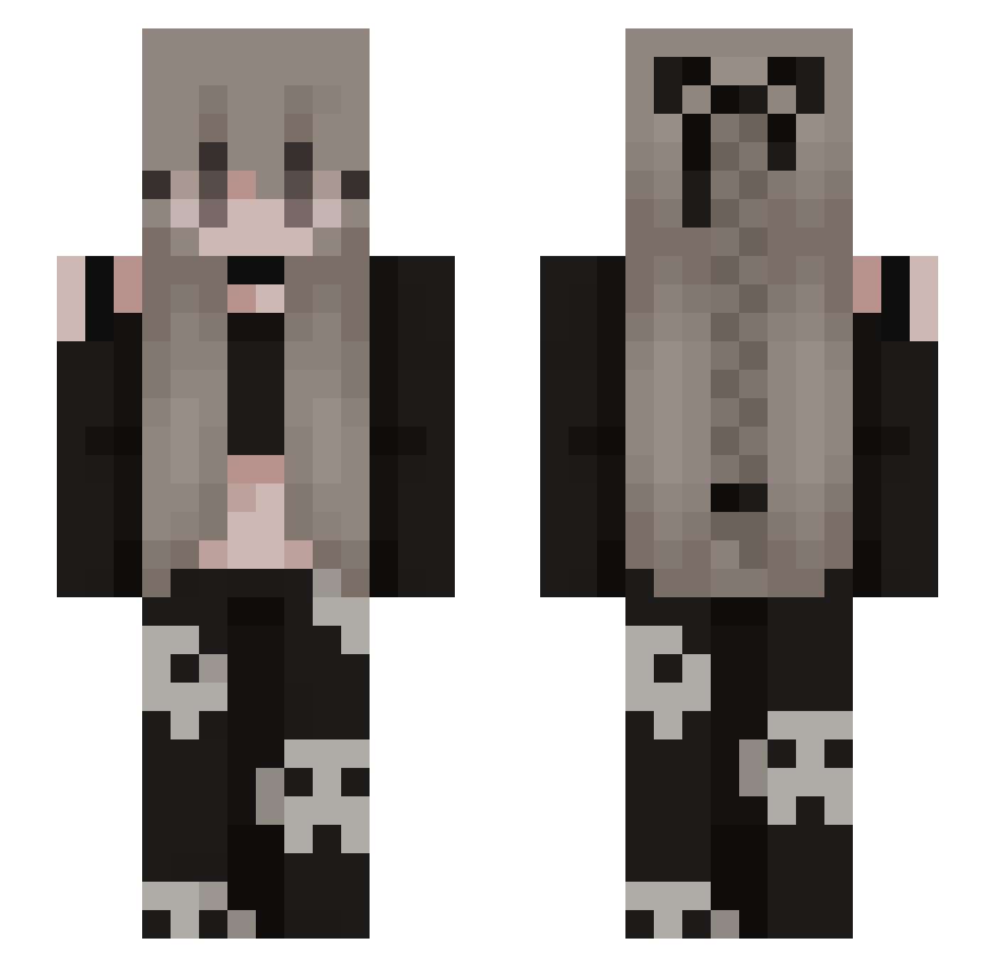 vudn Minecraft skin, front and back view
