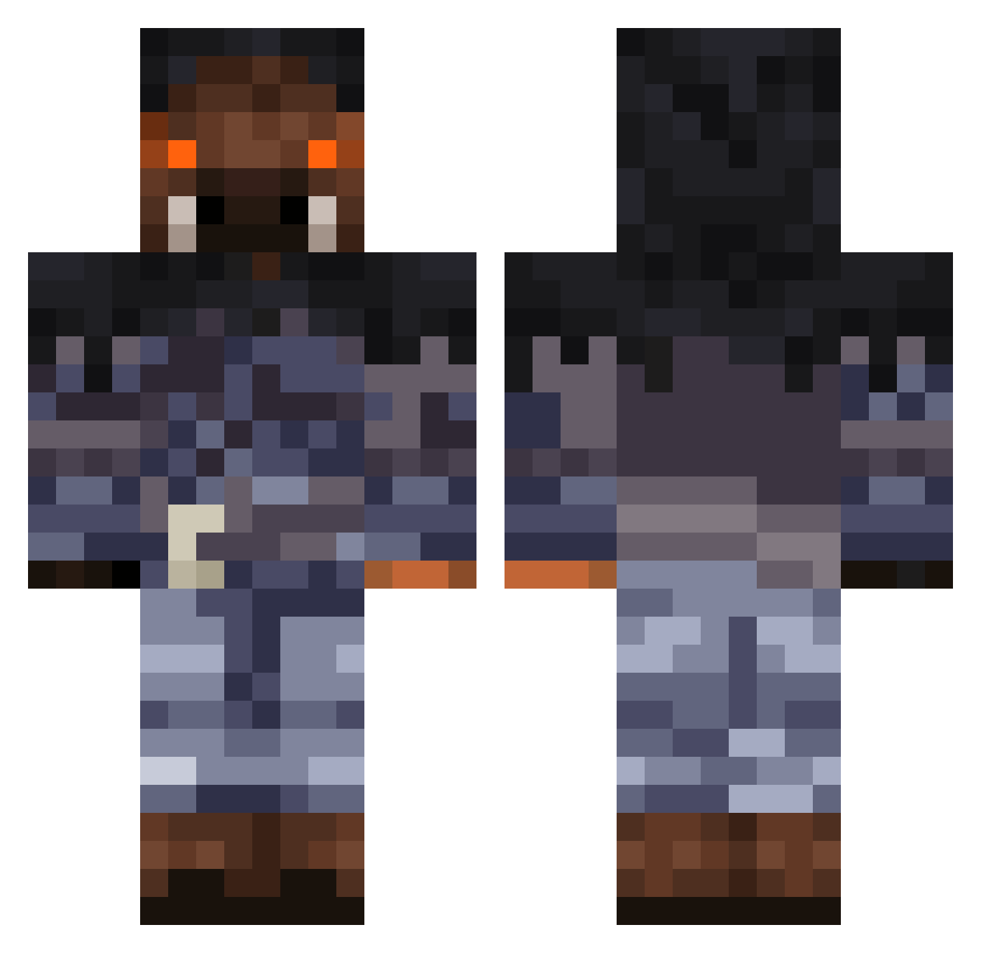 Az_of_the_piglin Minecraft skin, front and back view