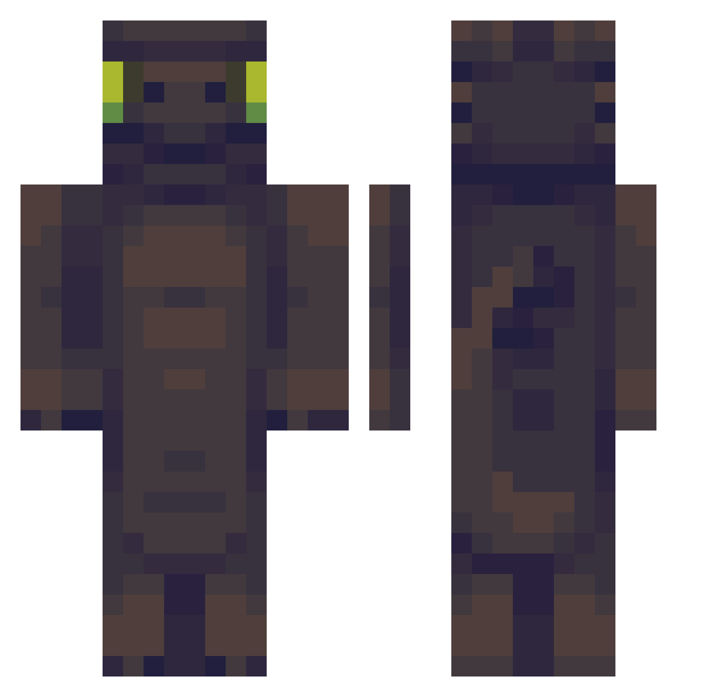SkibidiImpostor Minecraft skin, front and back view