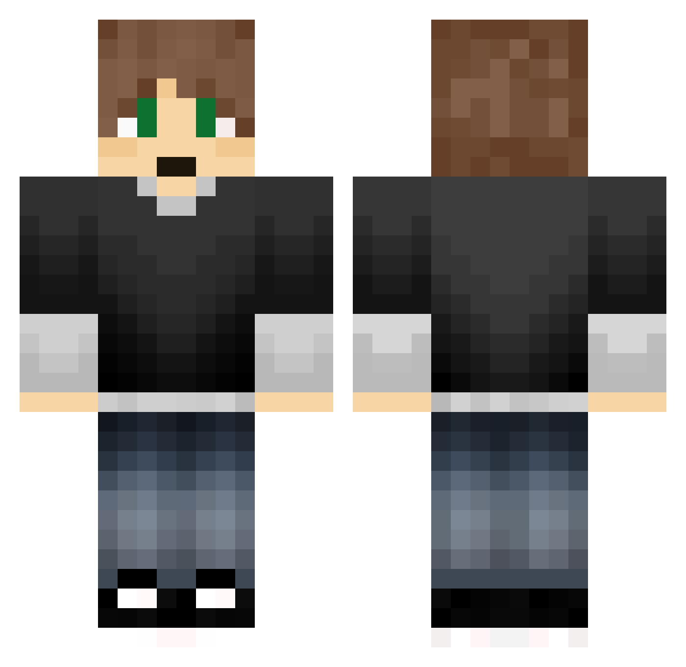 Pipley Minecraft skin, front and back view