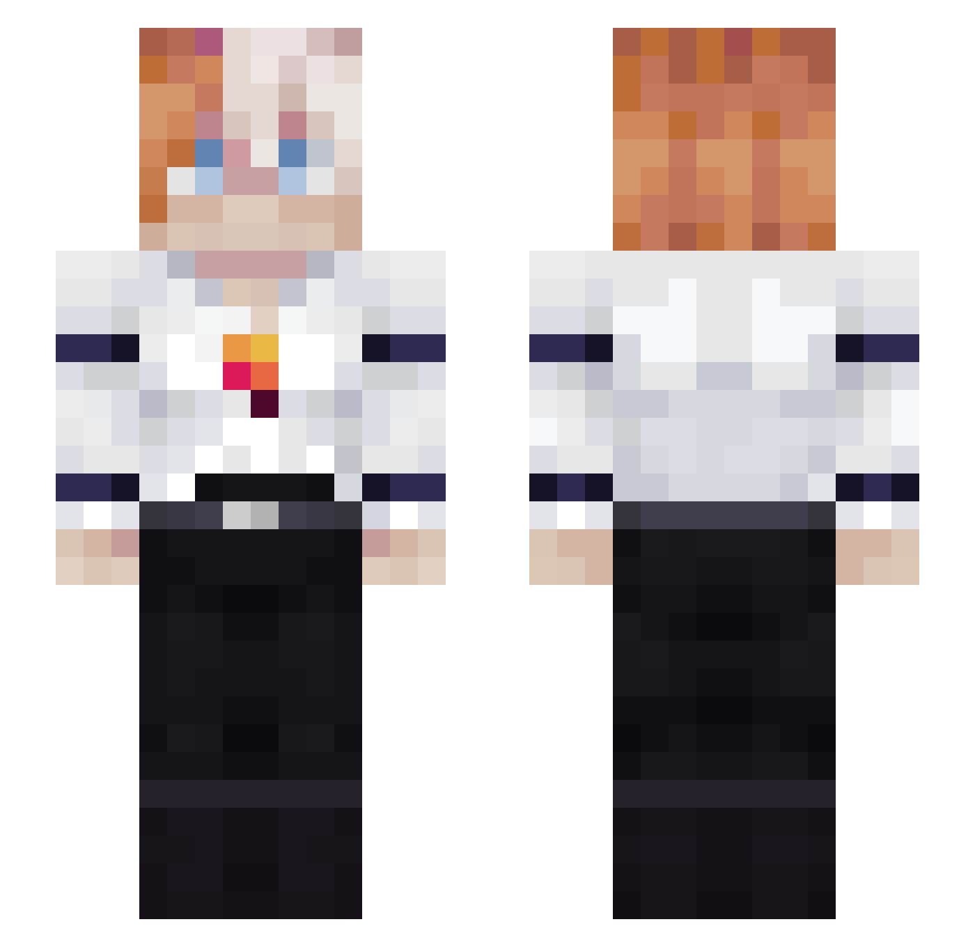 Aquairi99 Minecraft skin, front and back view