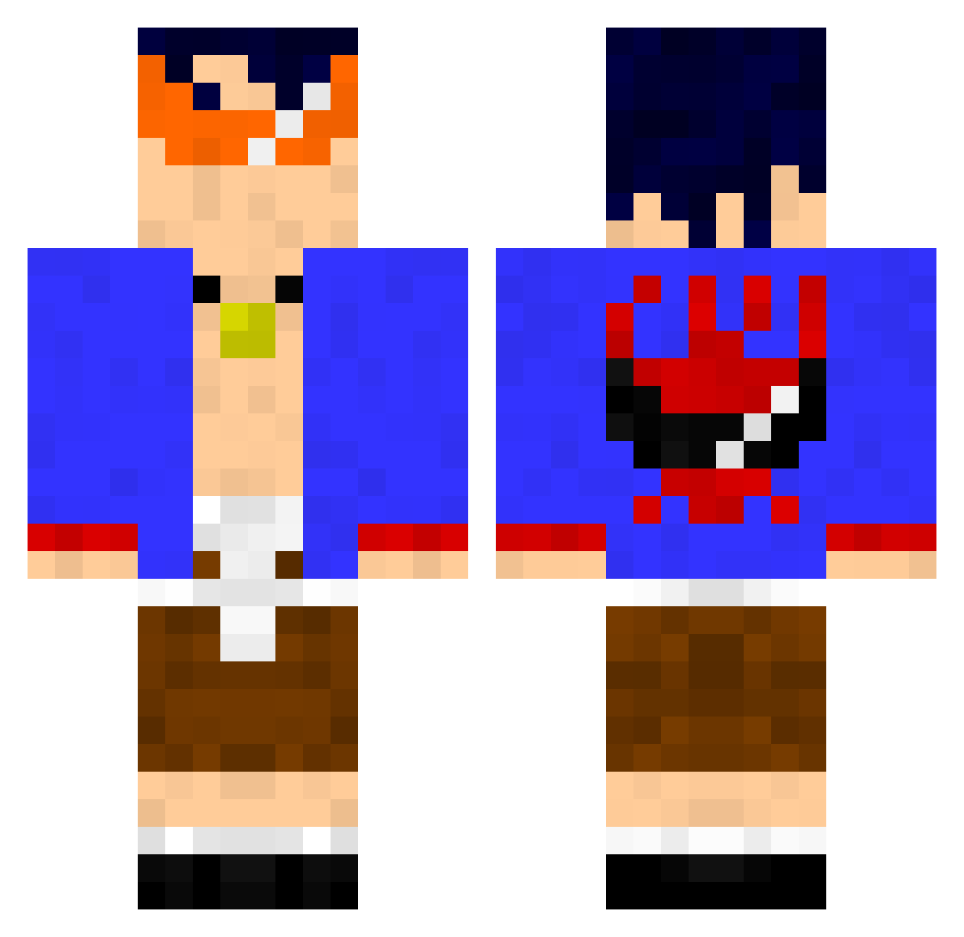 Almain Minecraft skin, front and back view