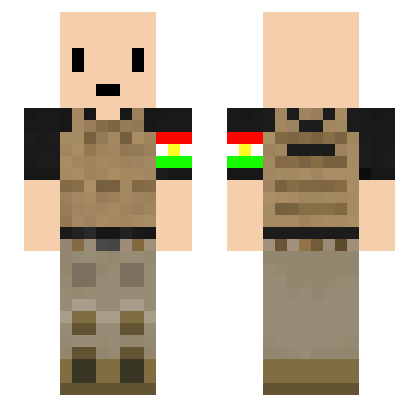 Perser Minecraft skin, front and back view