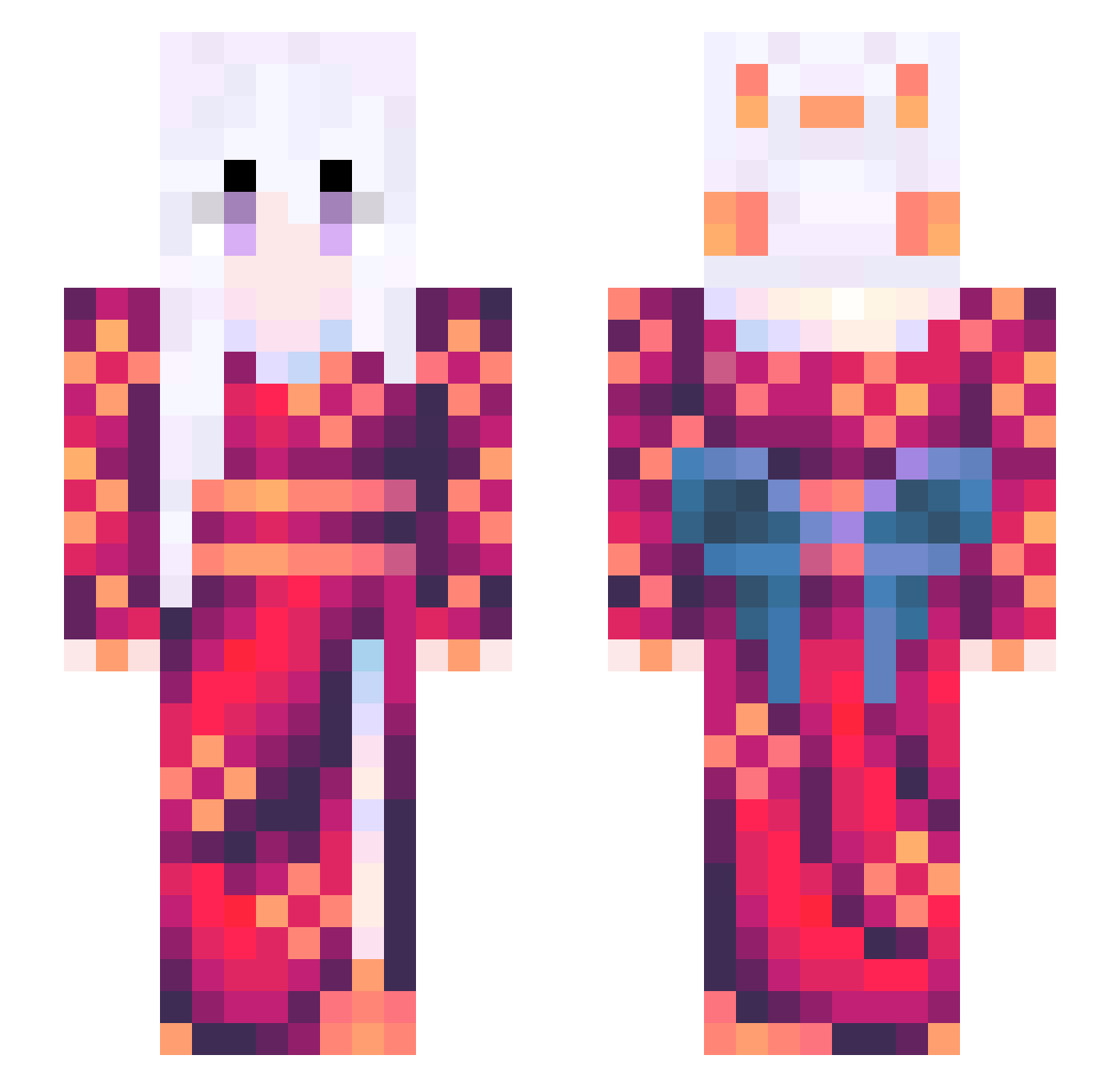 Hye07 Minecraft skin, front and back view