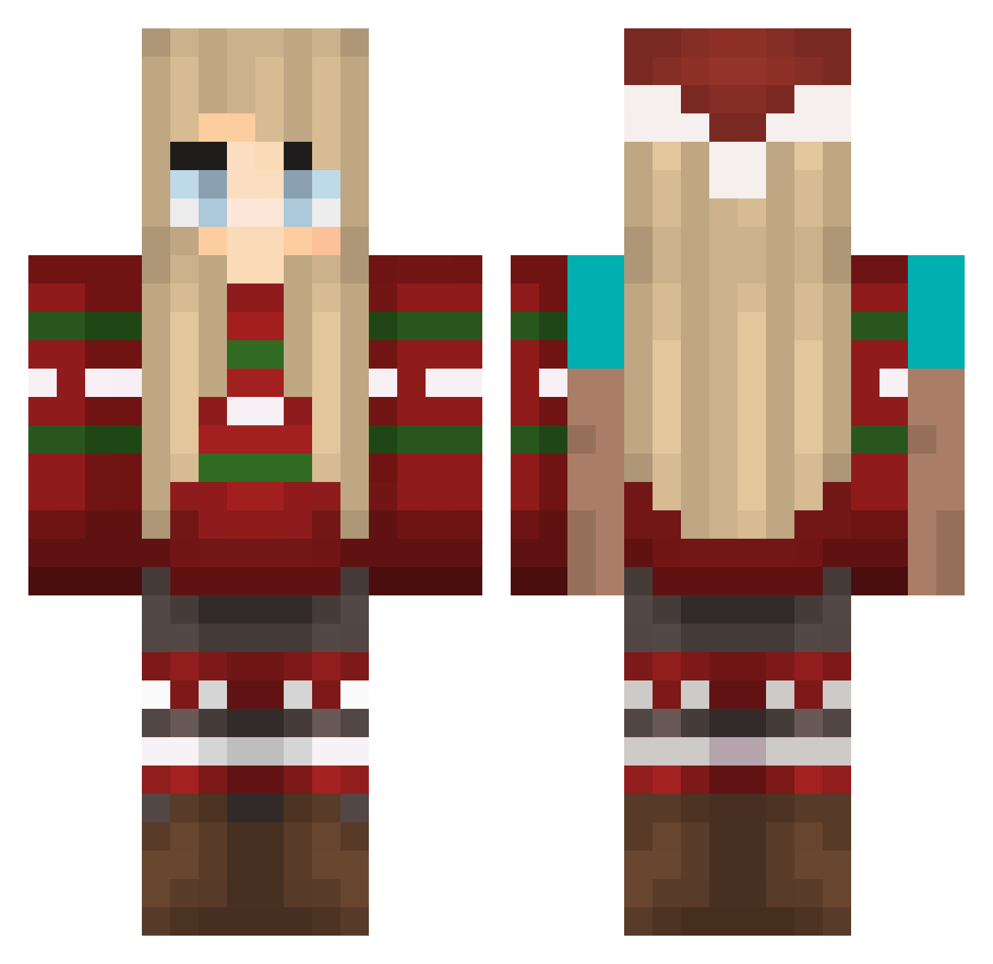 Caty Minecraft skin, front and back view