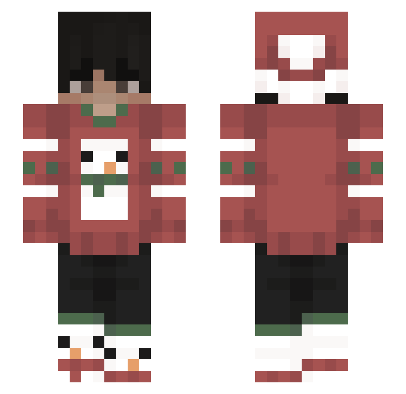 NiceeOne Minecraft skin, front and back view