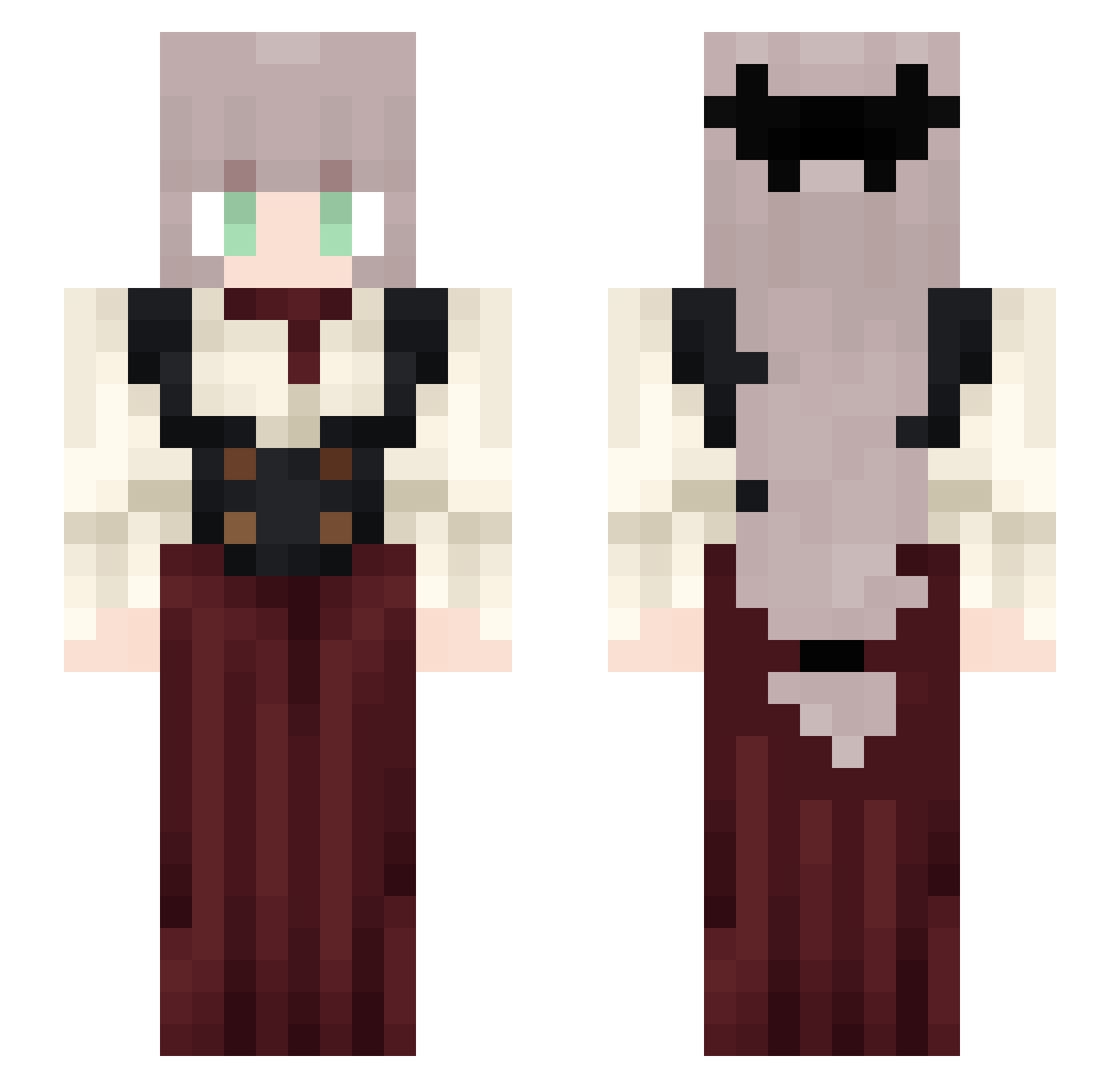 Hanaka_Fox Minecraft skin, front and back view