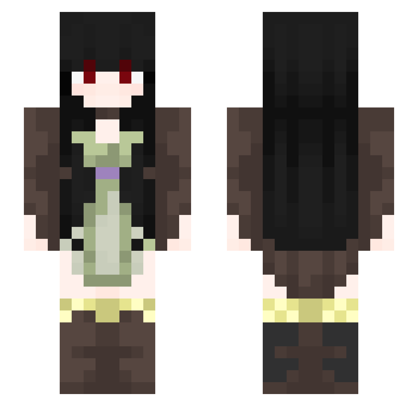 MsRoseMaeve Minecraft skin, front and back view