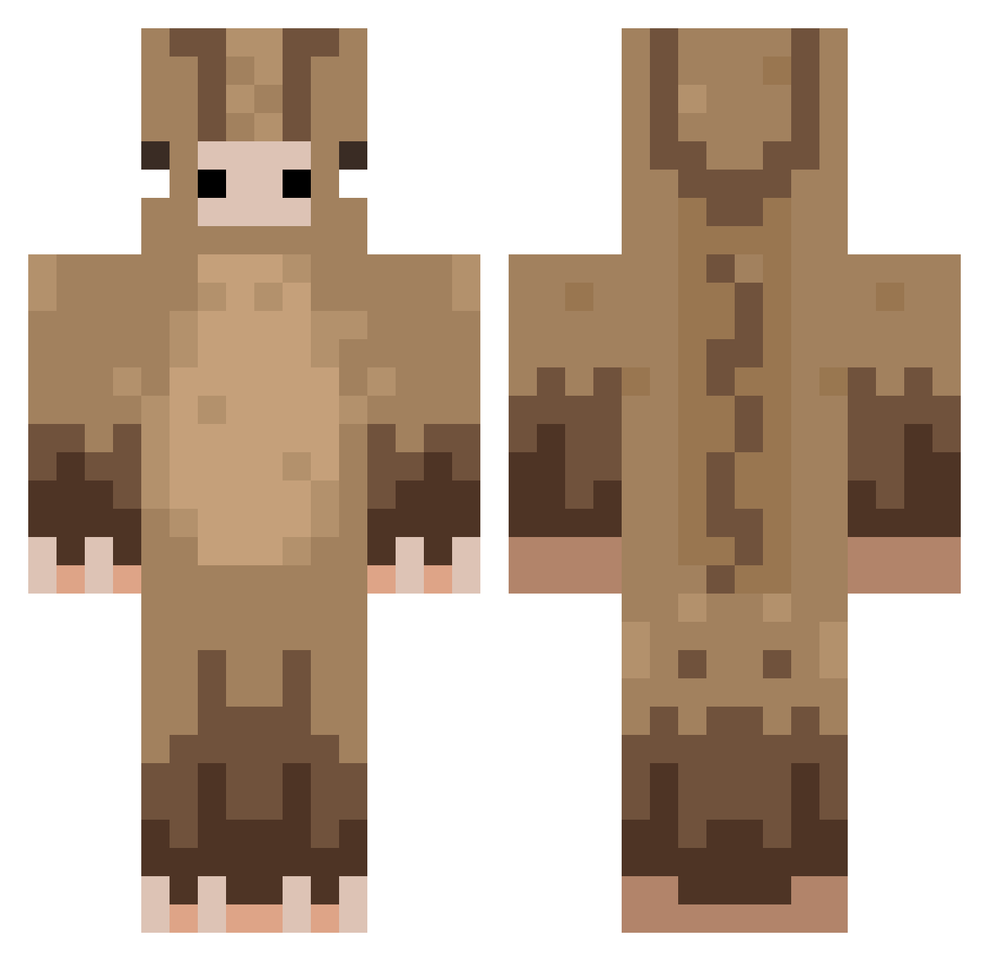 Aardvark Minecraft skin, front and back view