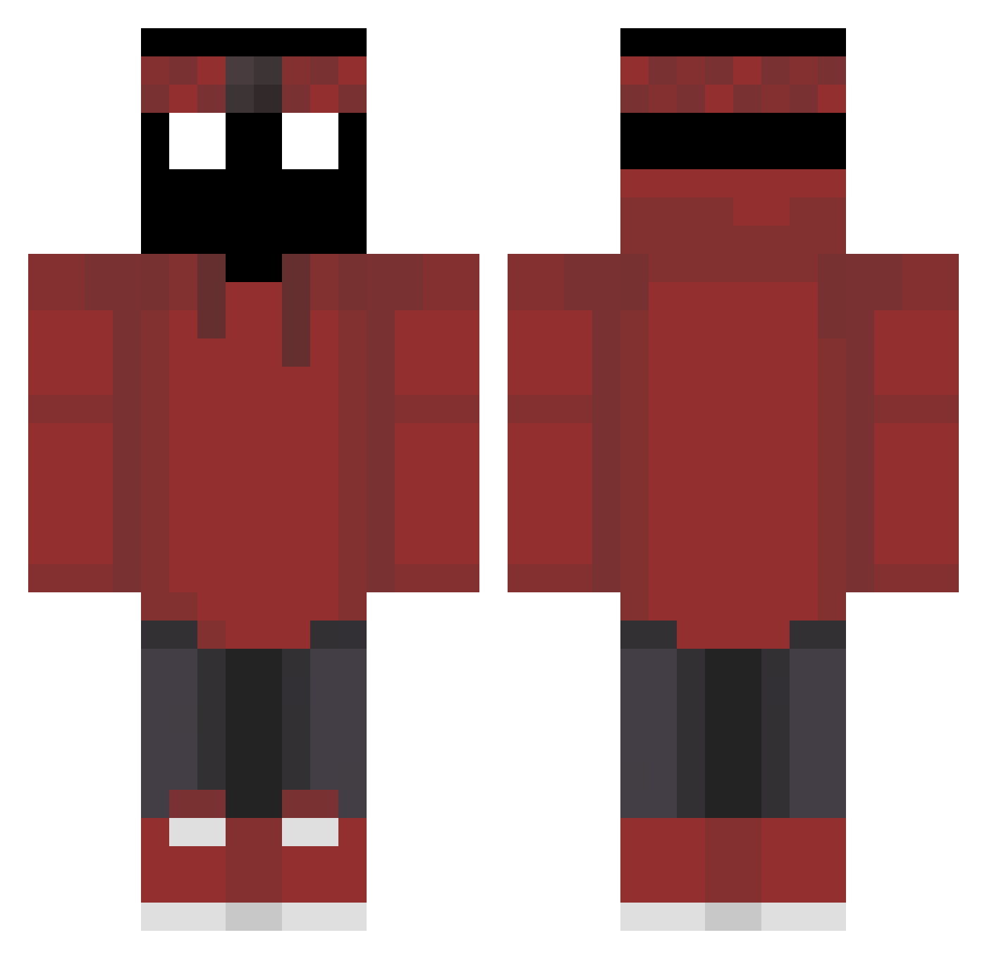 Topanonymouse Minecraft skin, front and back view