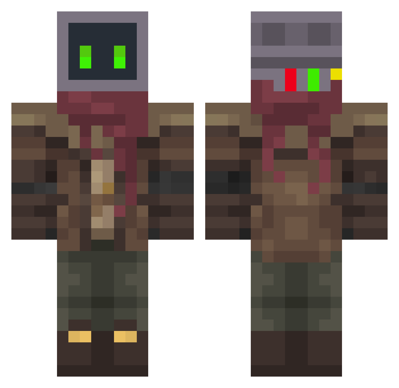 Kr1EEEEEgman Minecraft skin, front and back view