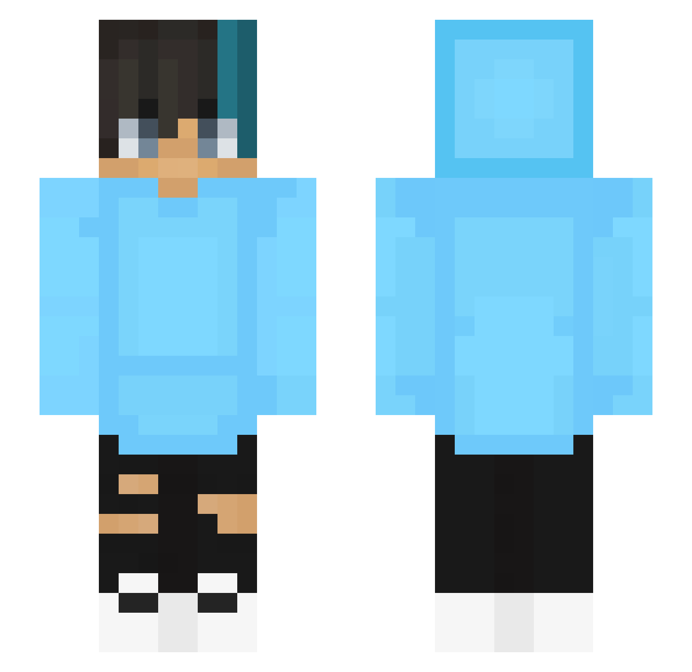 utechno_ Minecraft skin, front and back view