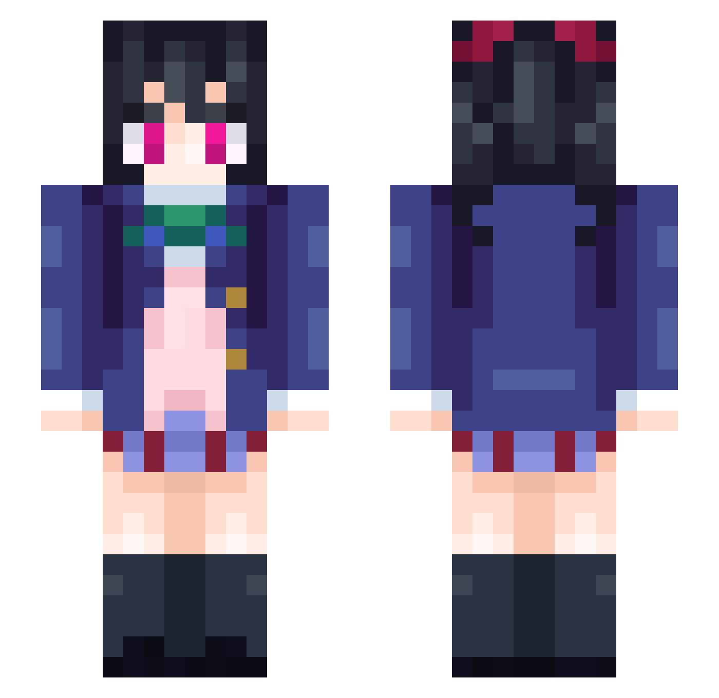 animett Minecraft skin, front and back view