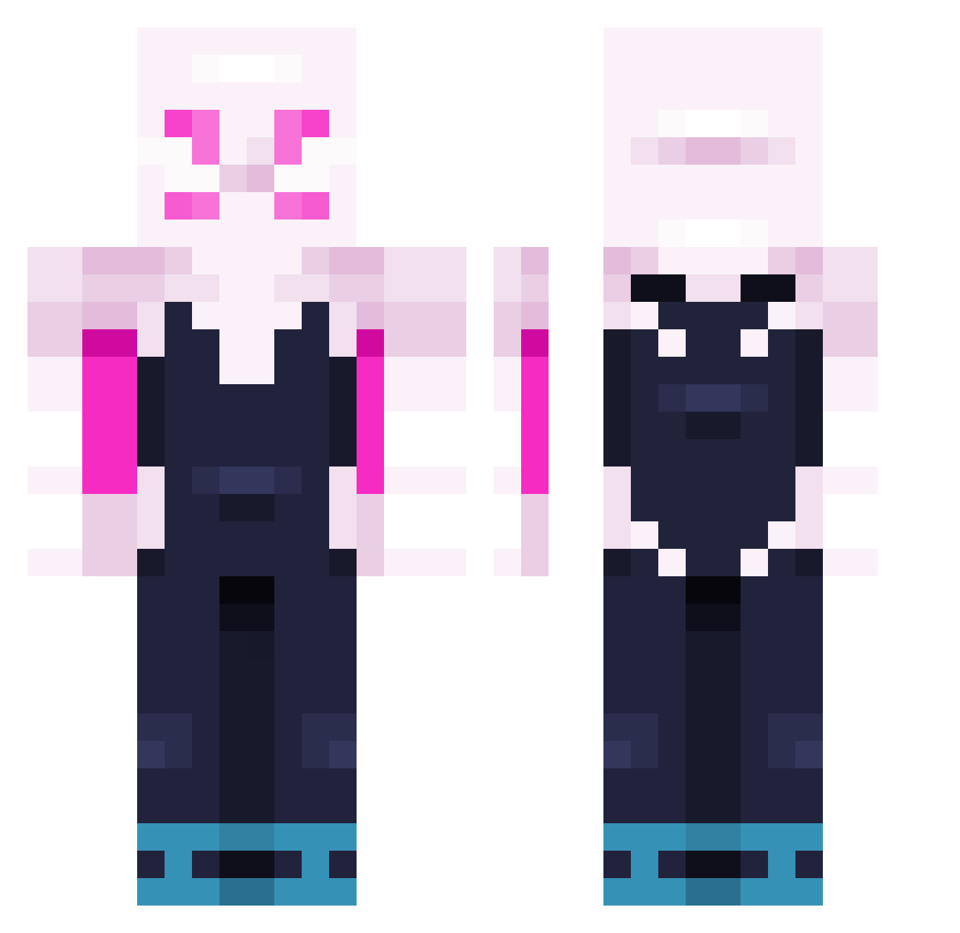 kiralette Minecraft skin, front and back view