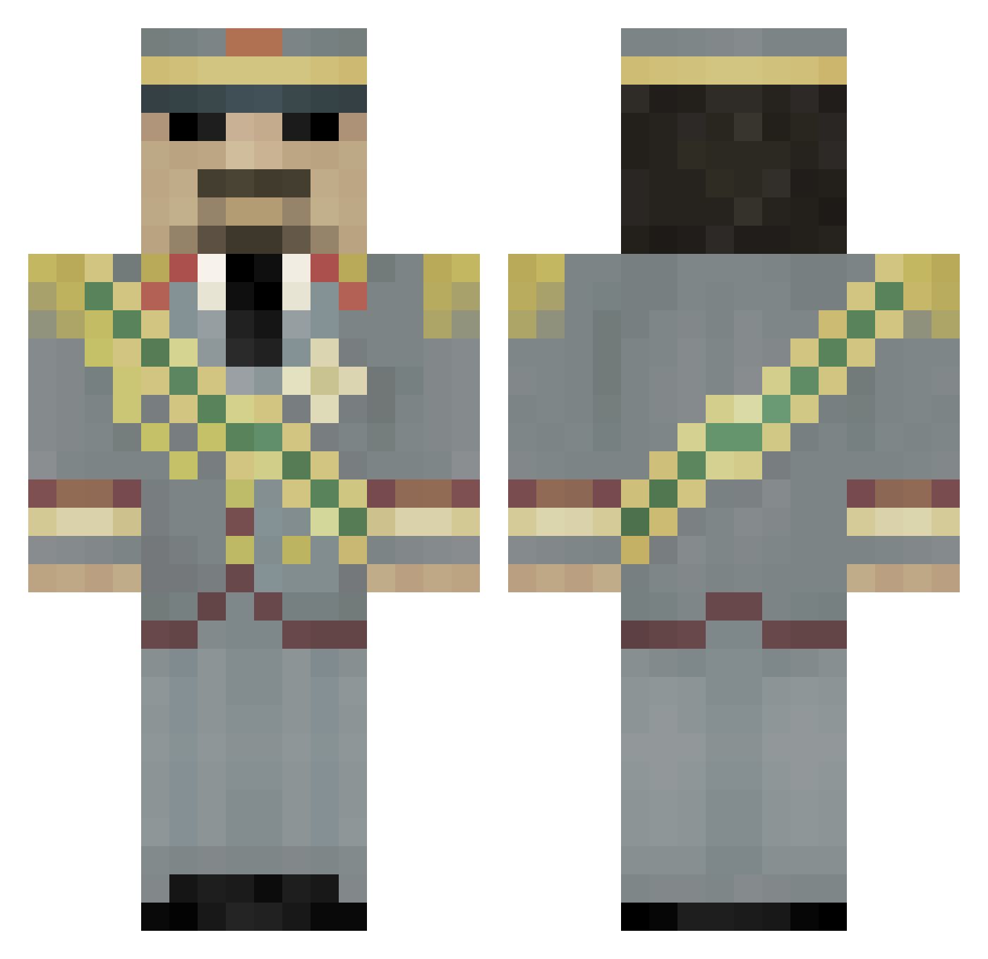 mattletski Minecraft skin, front and back view