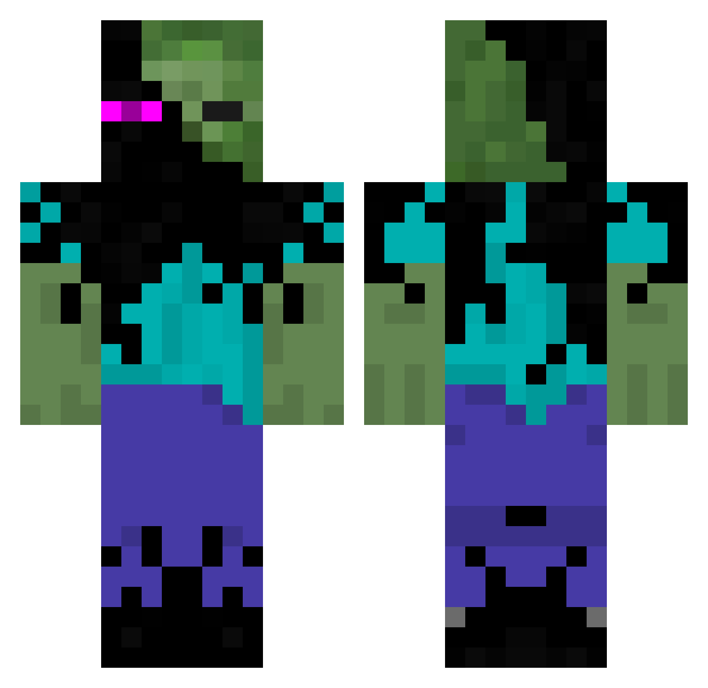 Aerate Minecraft skin, front and back view
