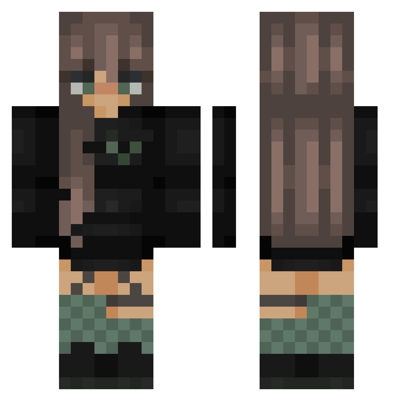 MiRend10 Minecraft skin, front and back view