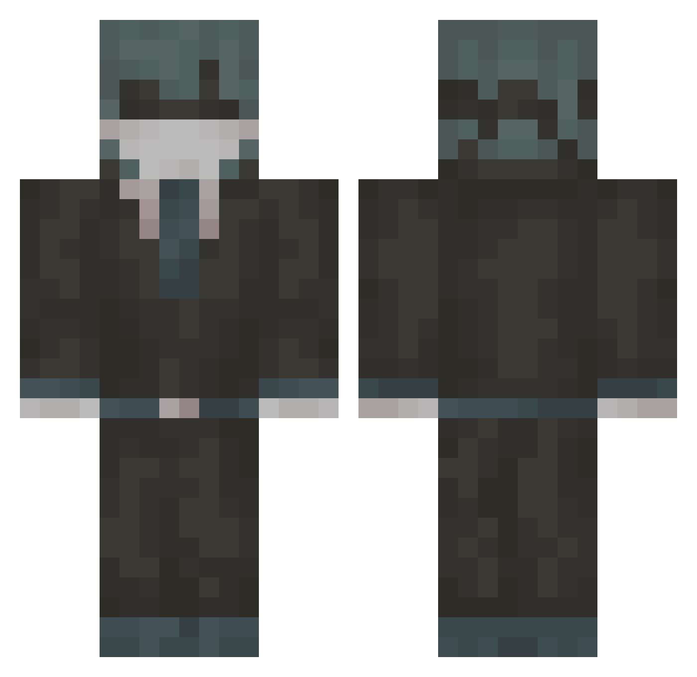 Zoletics Minecraft skin, front and back view