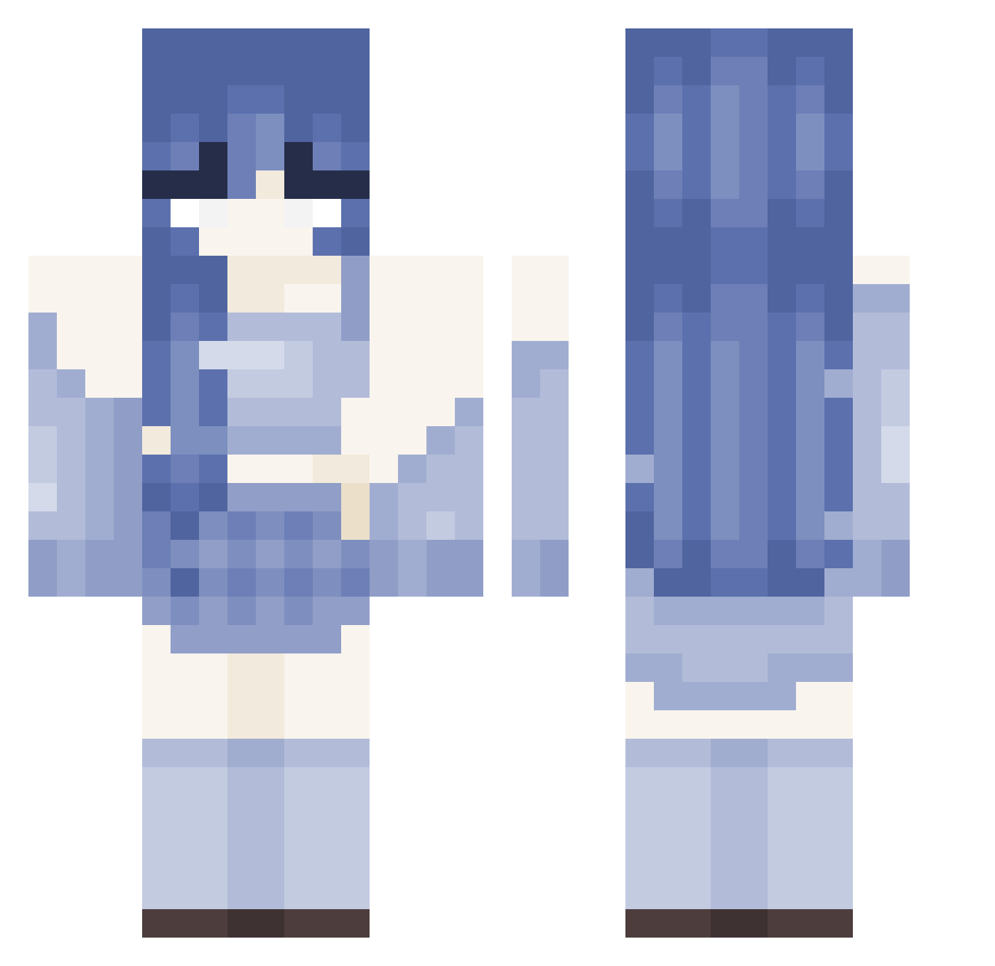 Skrepticy Minecraft skin, front and back view