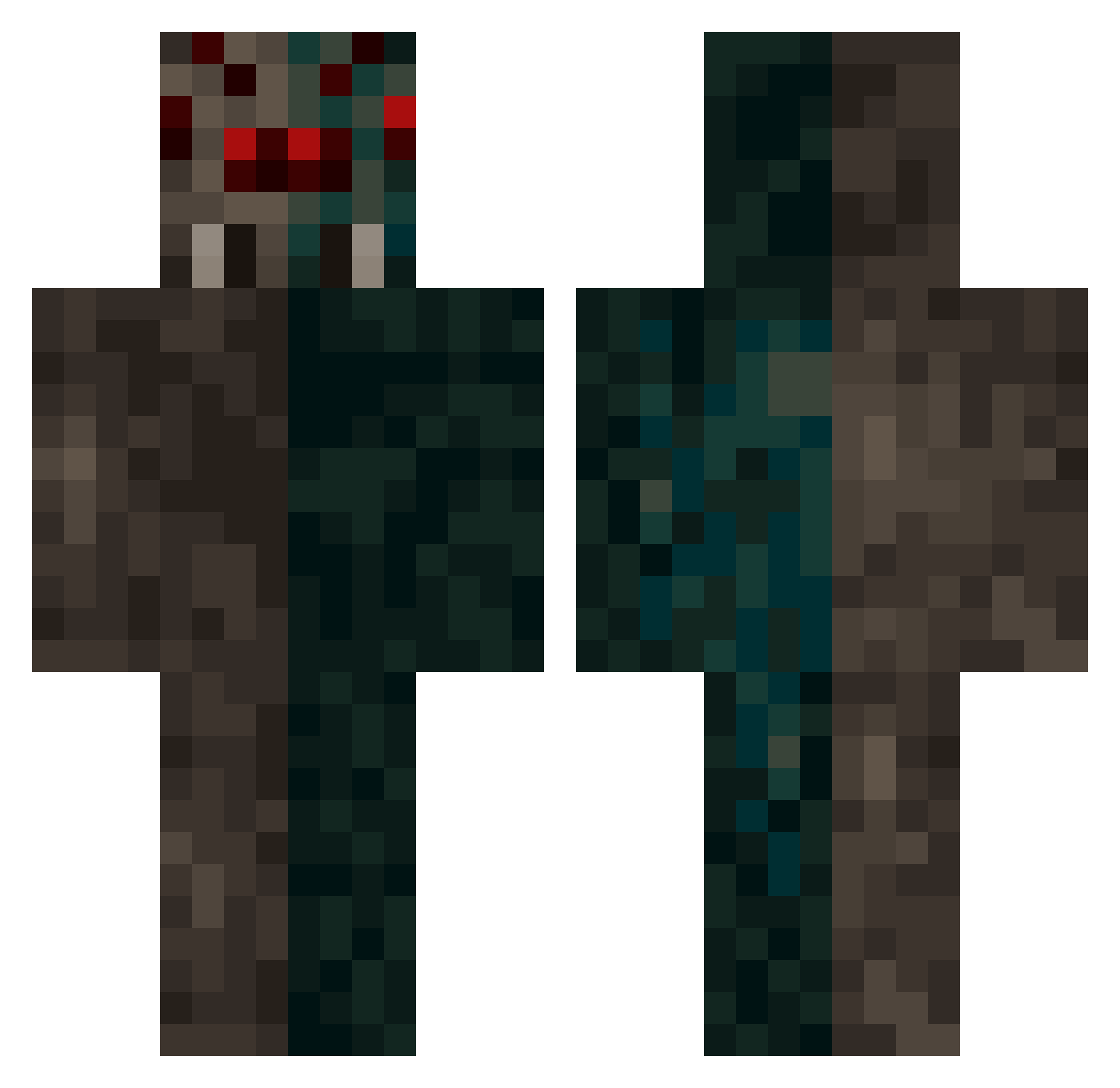 ChemicalBench Minecraft skin, front and back view
