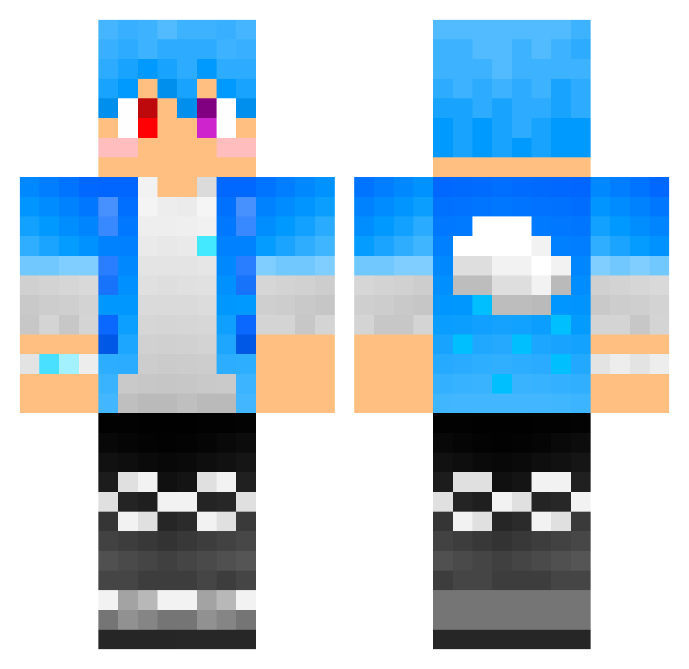 Yui_Ten Minecraft skin, front and back view