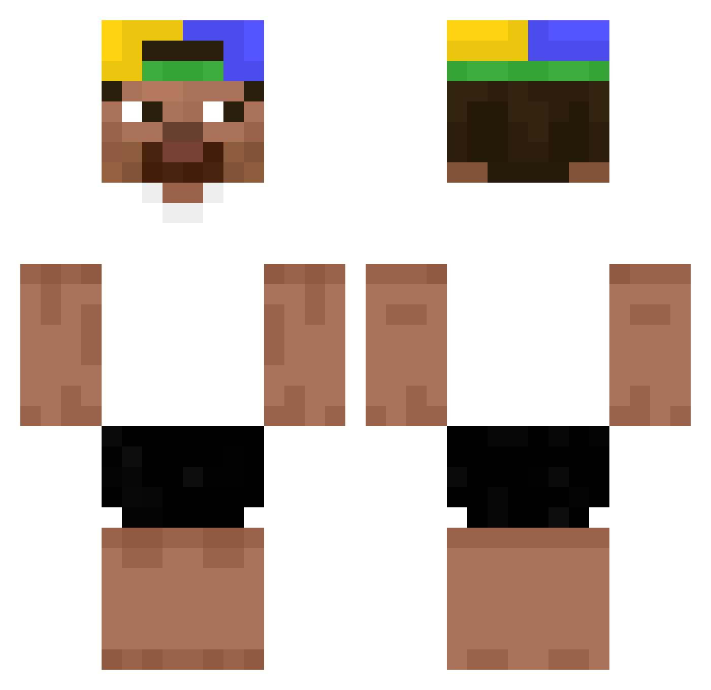 Pinga001 Minecraft skin, front and back view