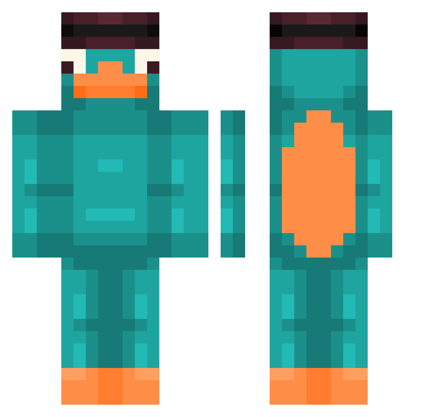 korrvfx Minecraft skin, front and back view