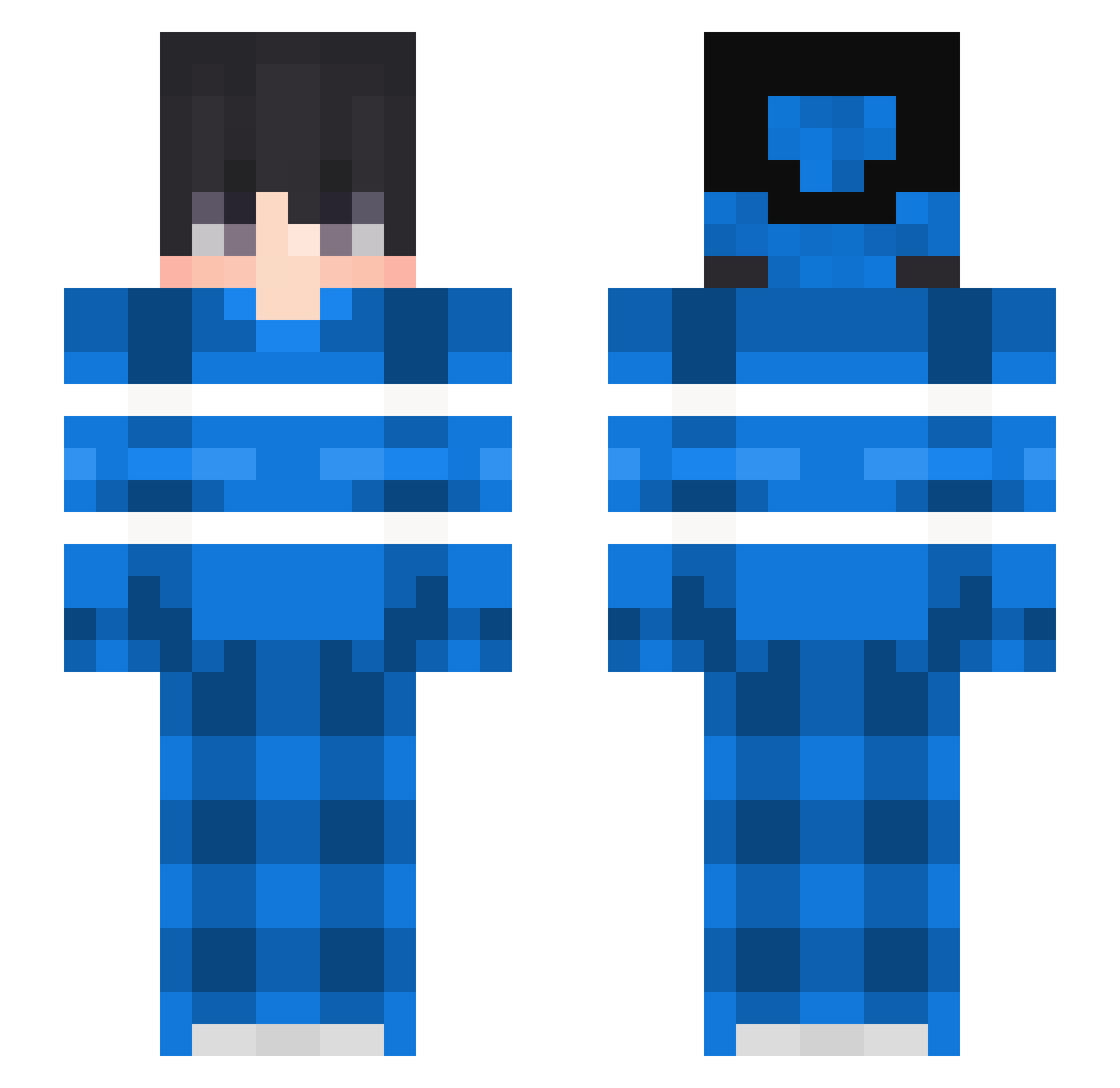 Spaceova Minecraft skin, front and back view