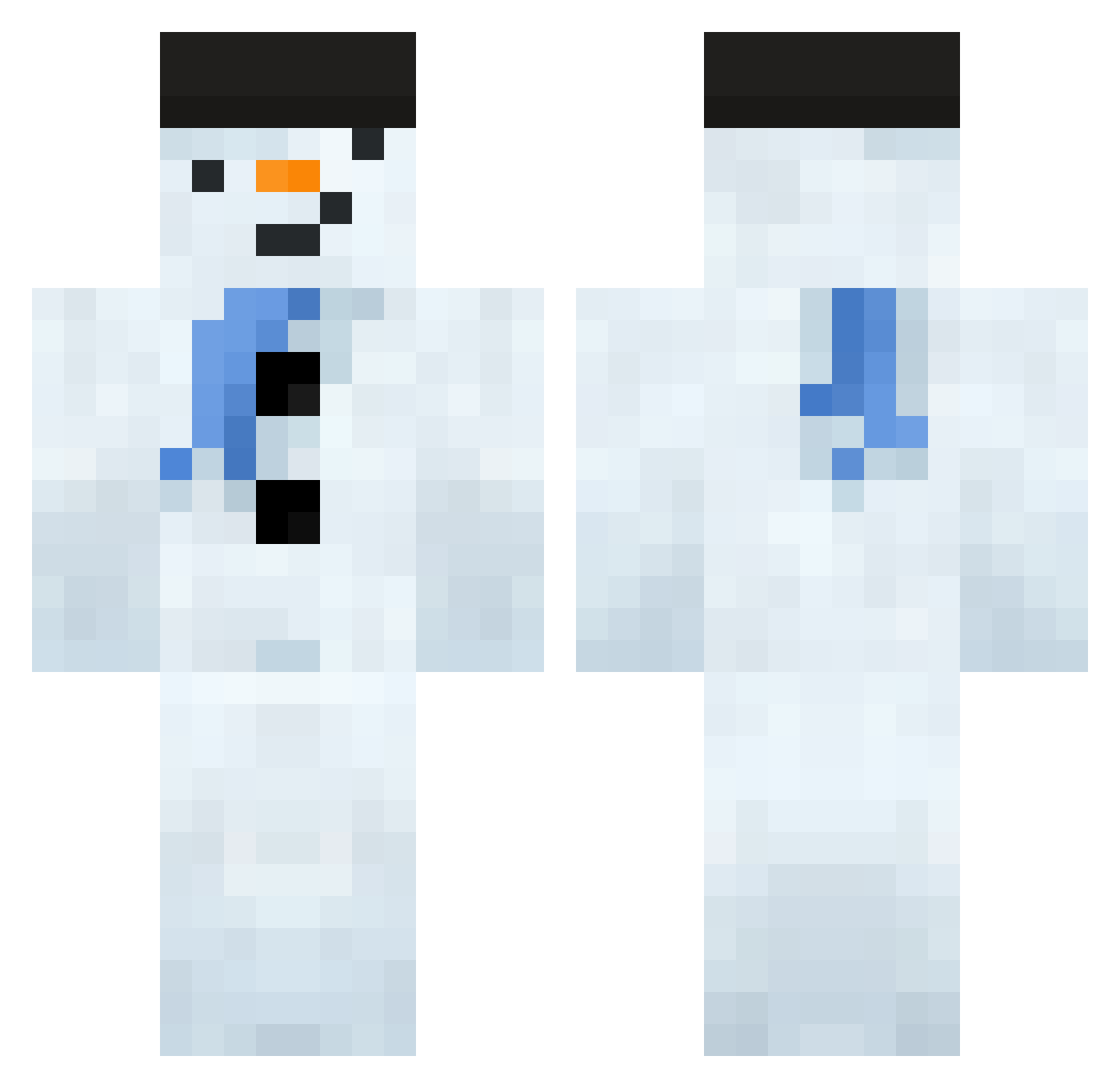 SnowmanSixtyFour Minecraft skin, front and back view
