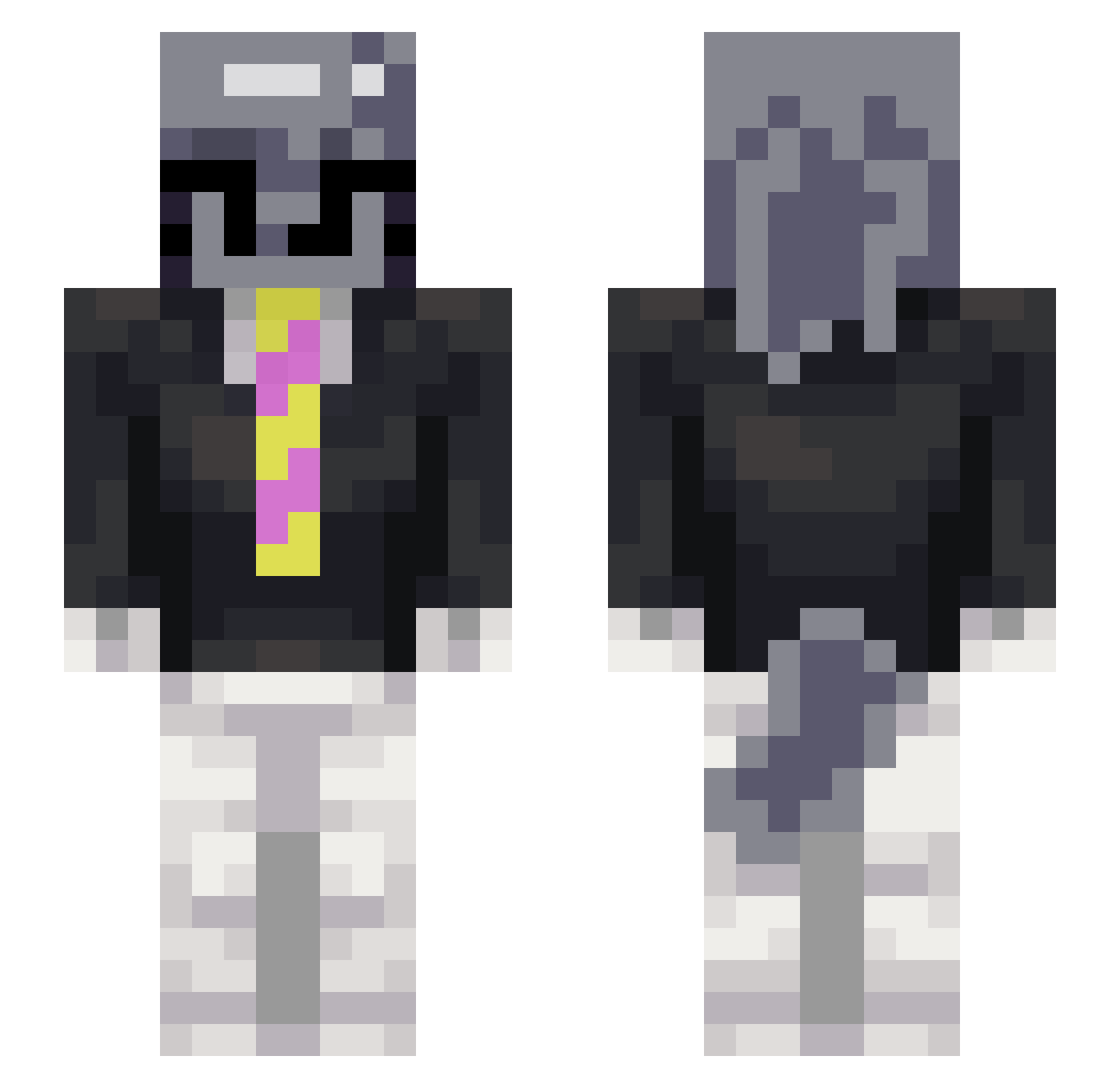 Misterich100x Minecraft skin, front and back view