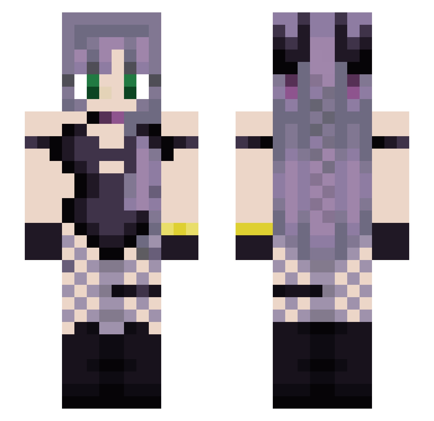 PoomasterG Minecraft skin, front and back view