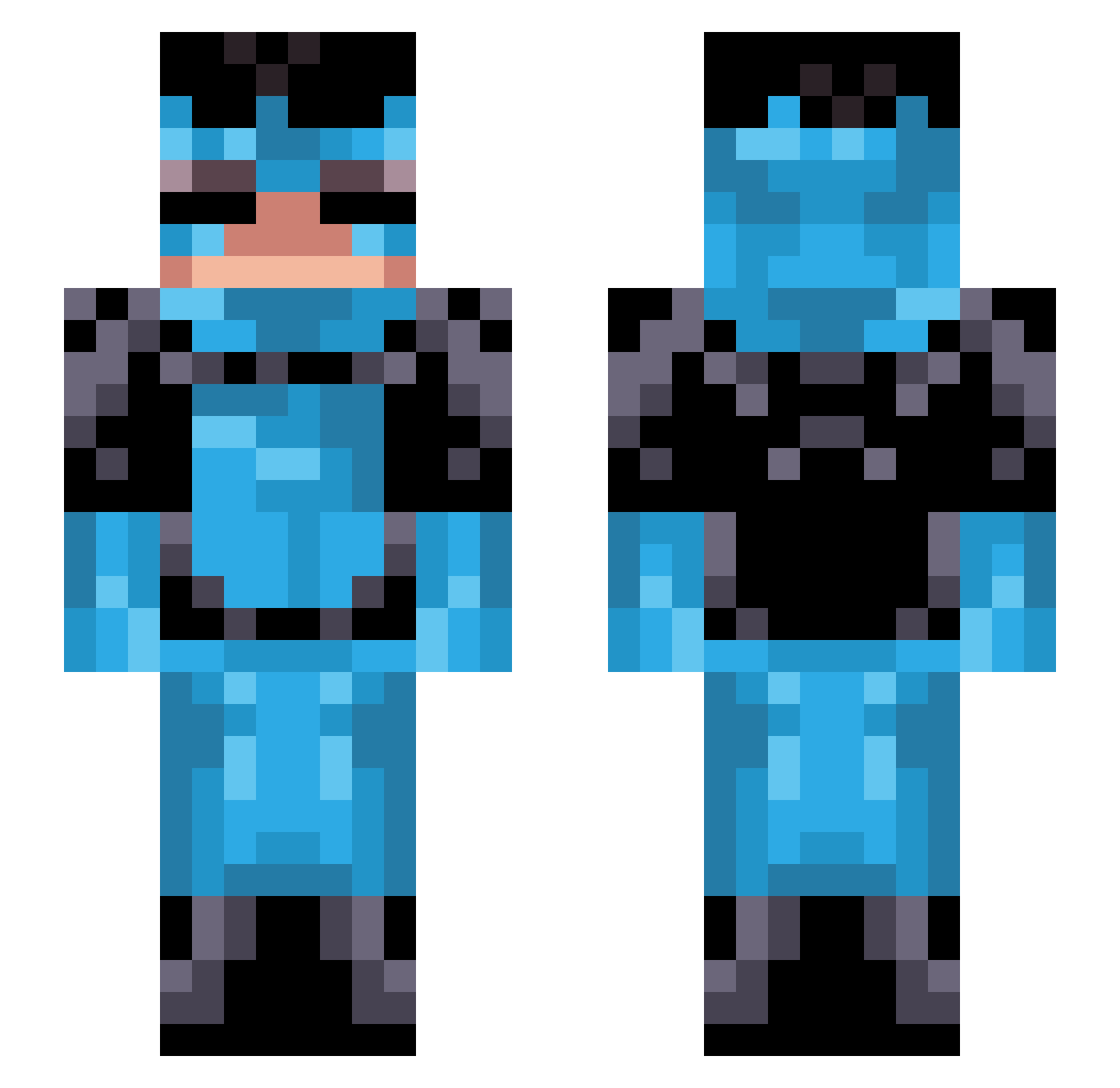 TRKMC Minecraft skin, front and back view