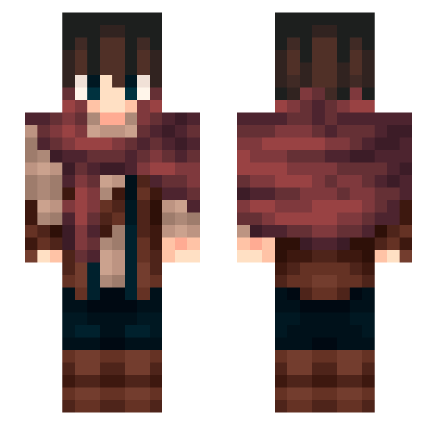 TomothyX Minecraft skin, front and back view
