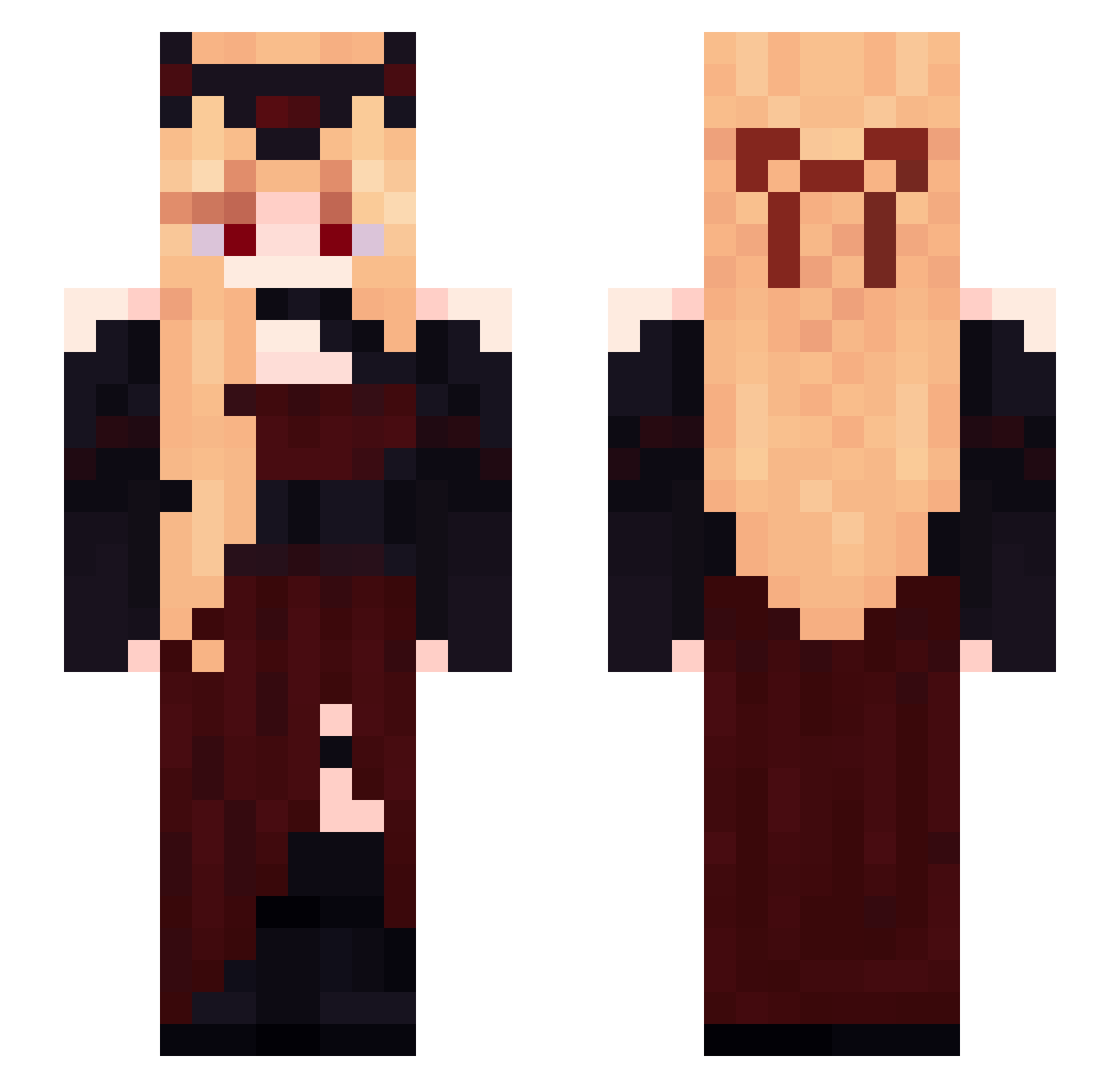 twstedcre Minecraft skin, front and back view