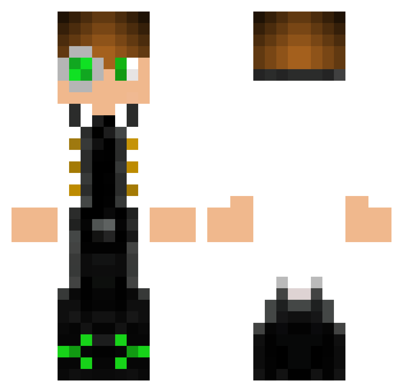 EAZER64 Minecraft skin, front and back view