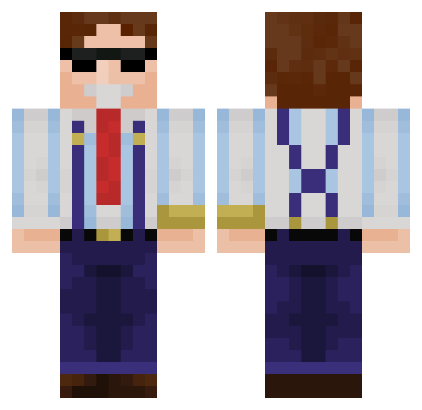 rockbrain Minecraft skin, front and back view