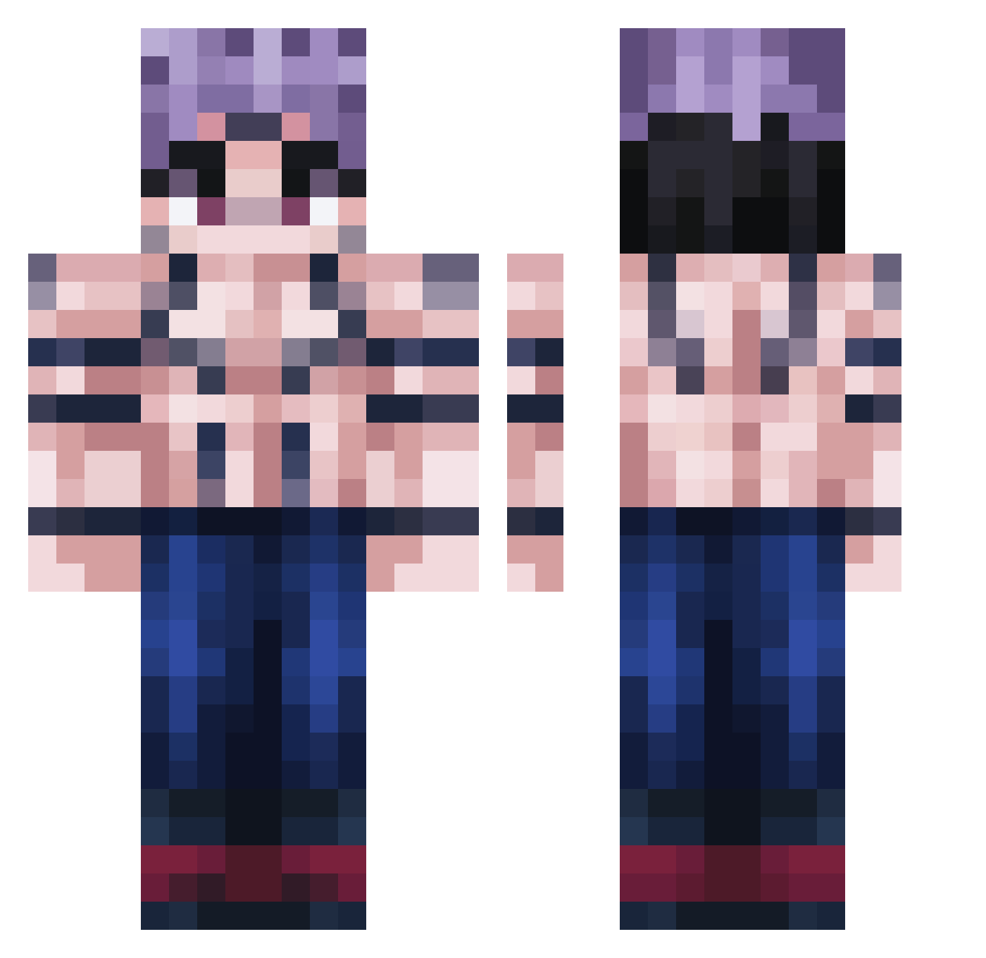 NightStrikegod Minecraft skin, front and back view