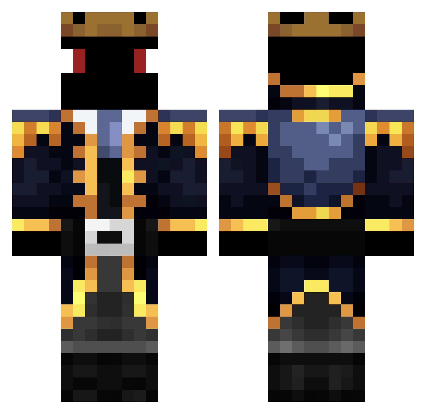 MaleficoYT Minecraft skin, front and back view