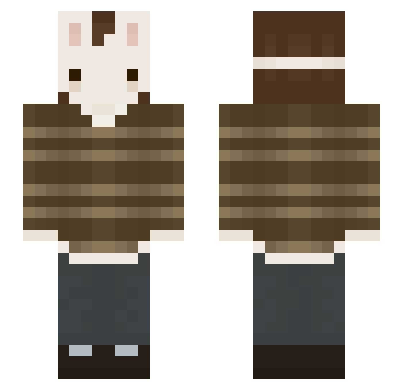 melloflowers Minecraft skin, front and back view