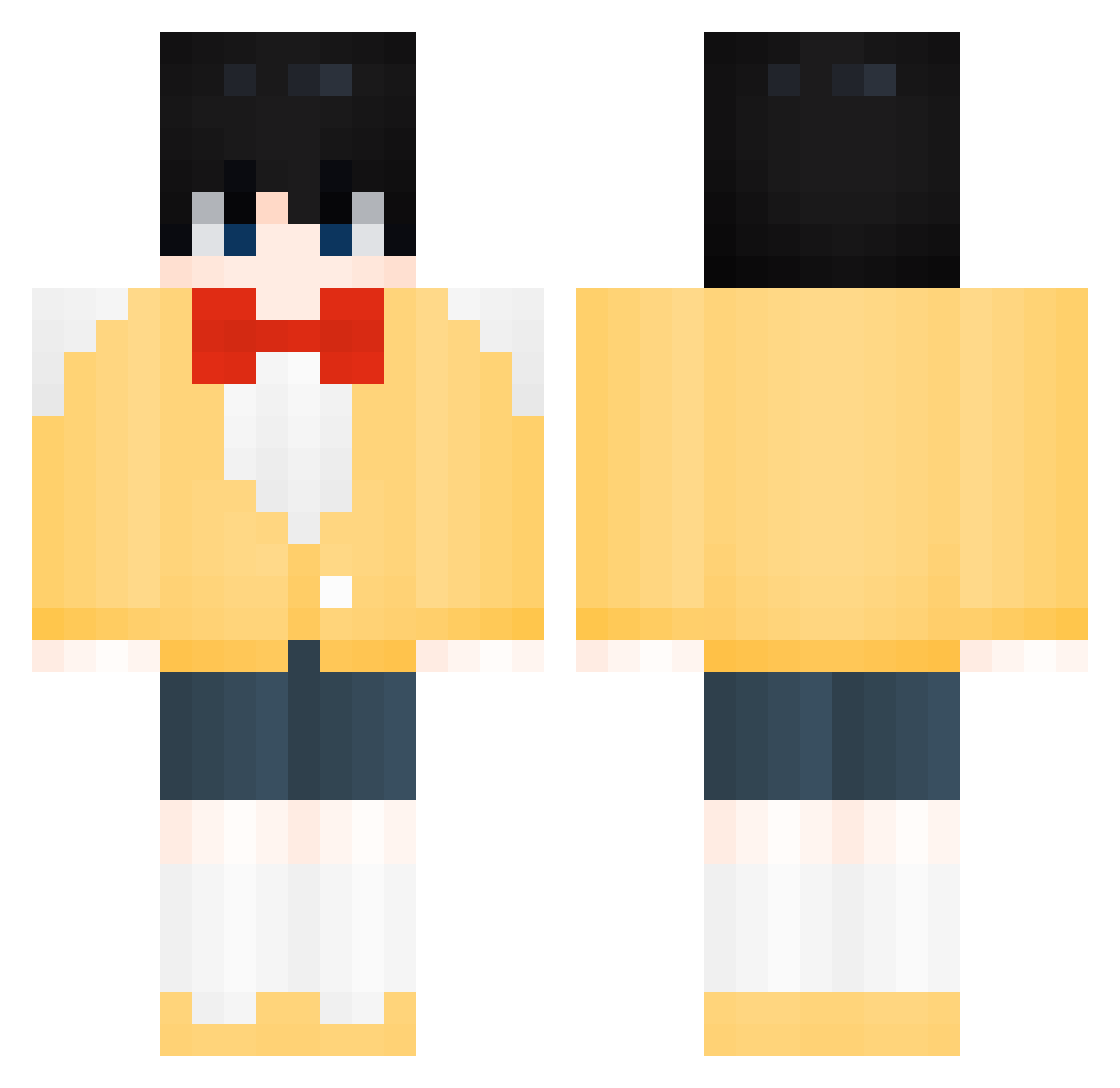 MinedWood Minecraft skin, front and back view
