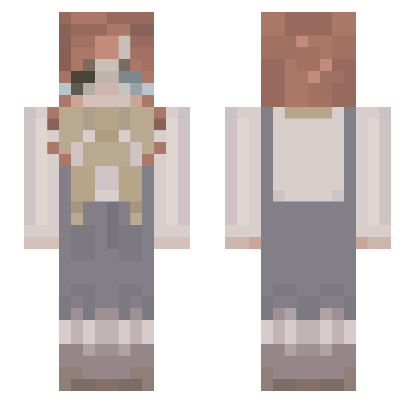 cammesy Minecraft skin, front and back view