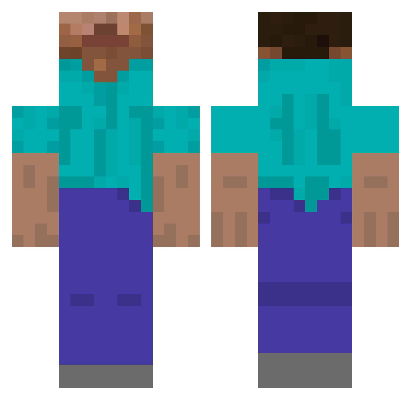 xwxter Minecraft skin, front and back view