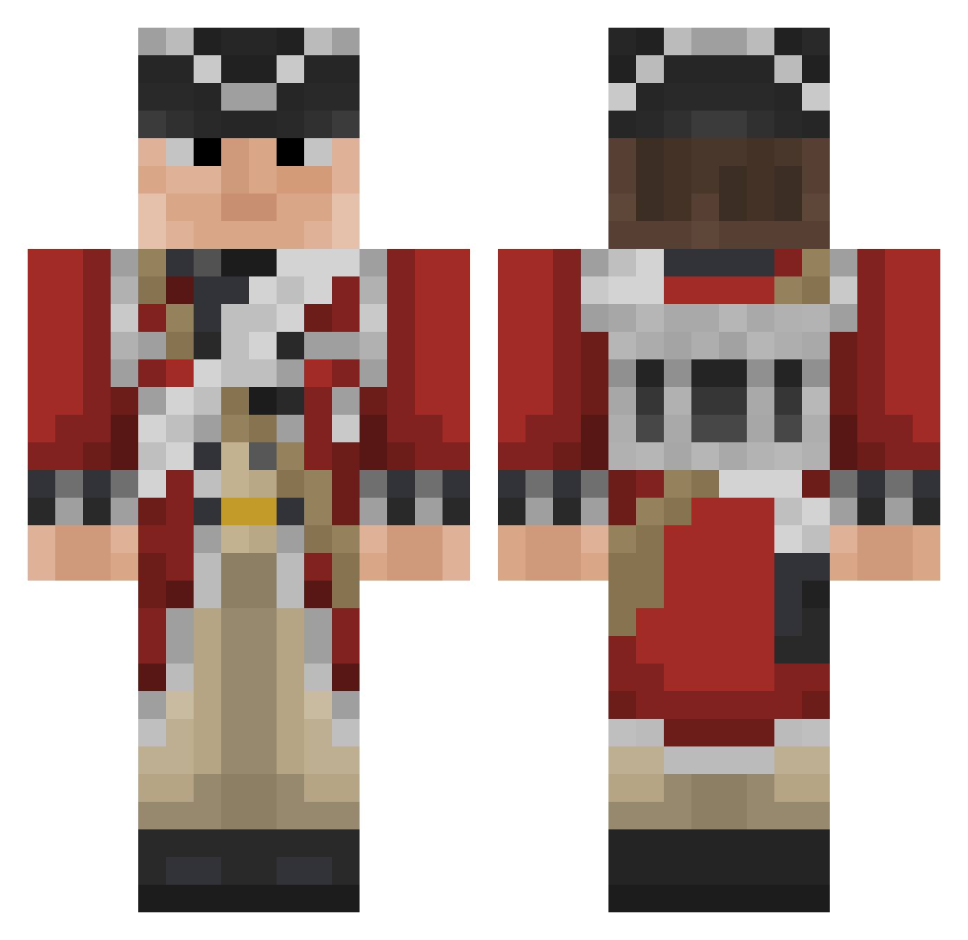 claybears Minecraft skin, front and back view