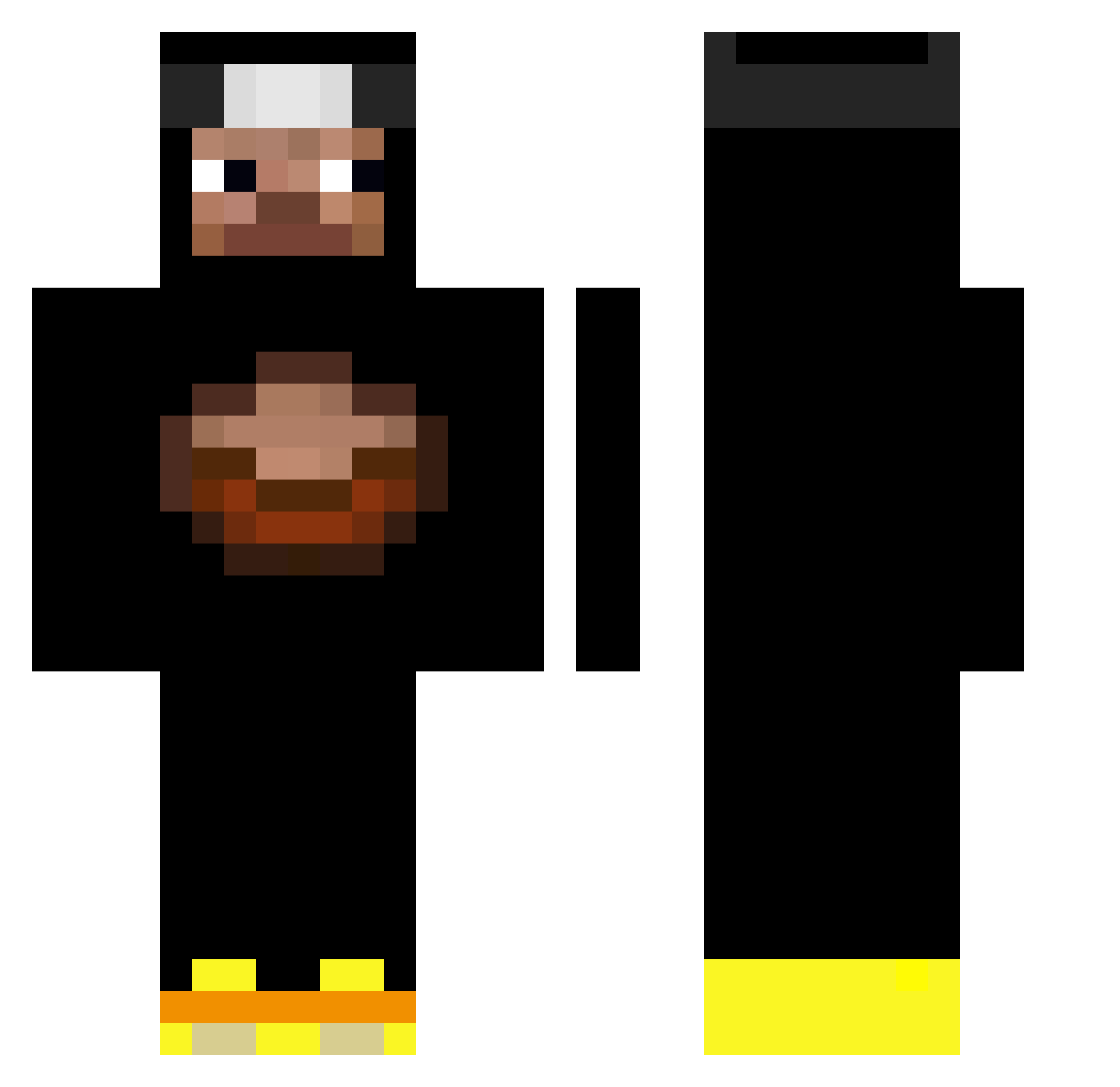SkyGHG Minecraft skin, front and back view