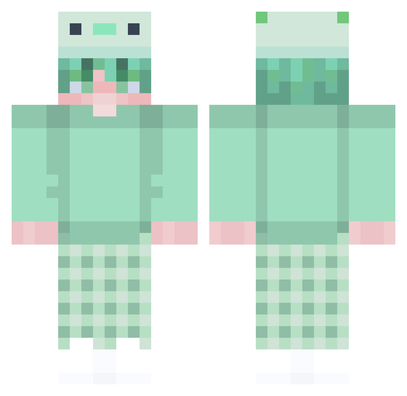 Noolna Minecraft skin, front and back view