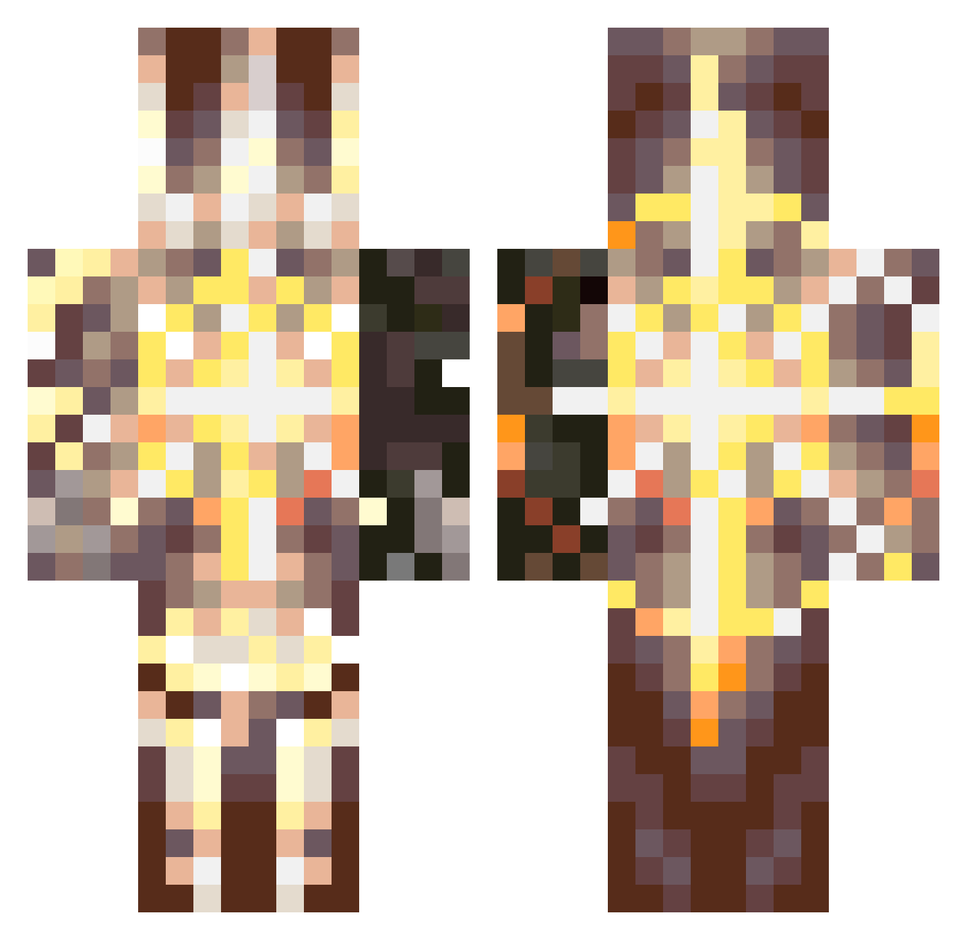 Xplayer2604 Minecraft skin, front and back view