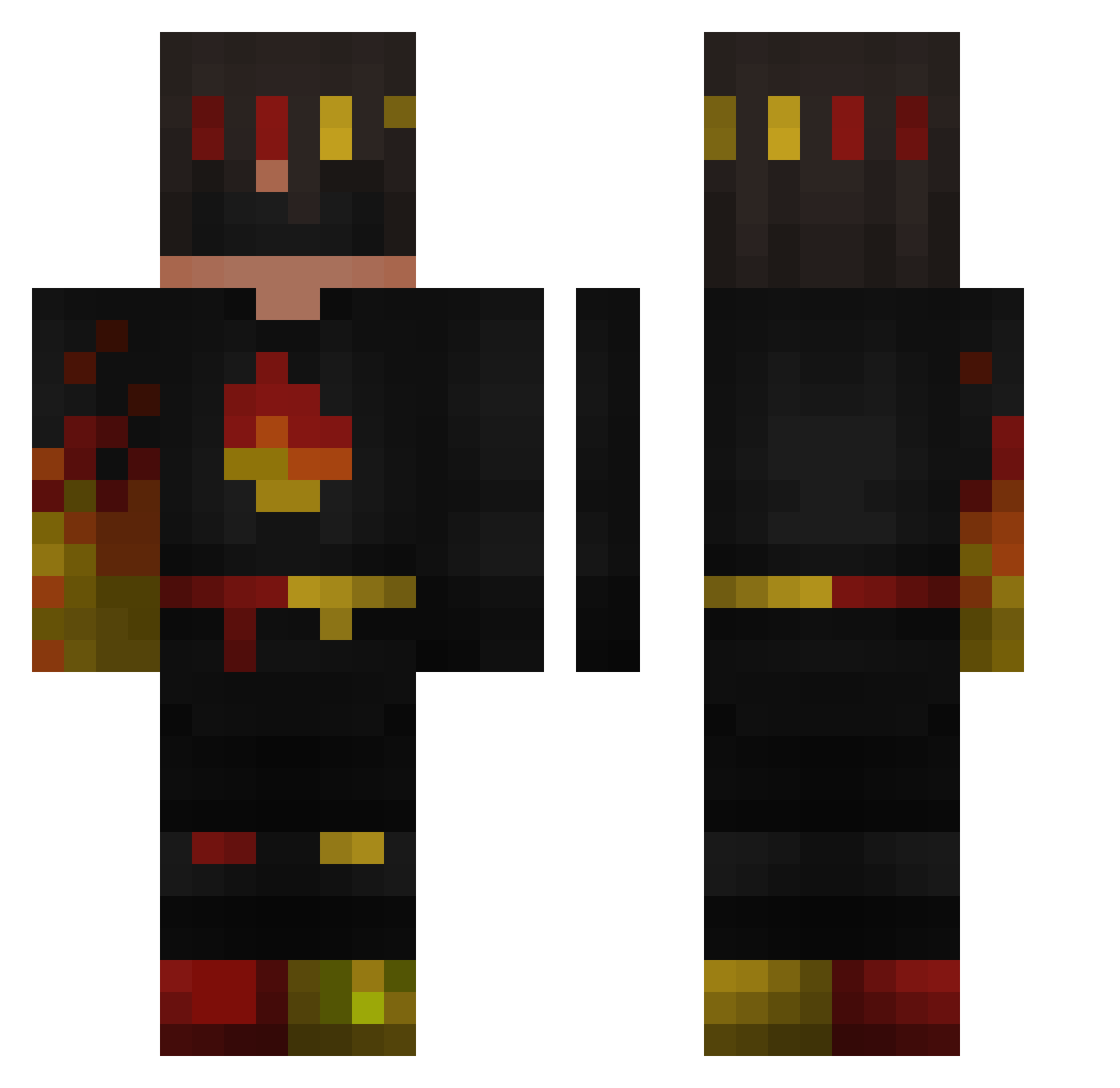 Asatheking Minecraft skin, front and back view
